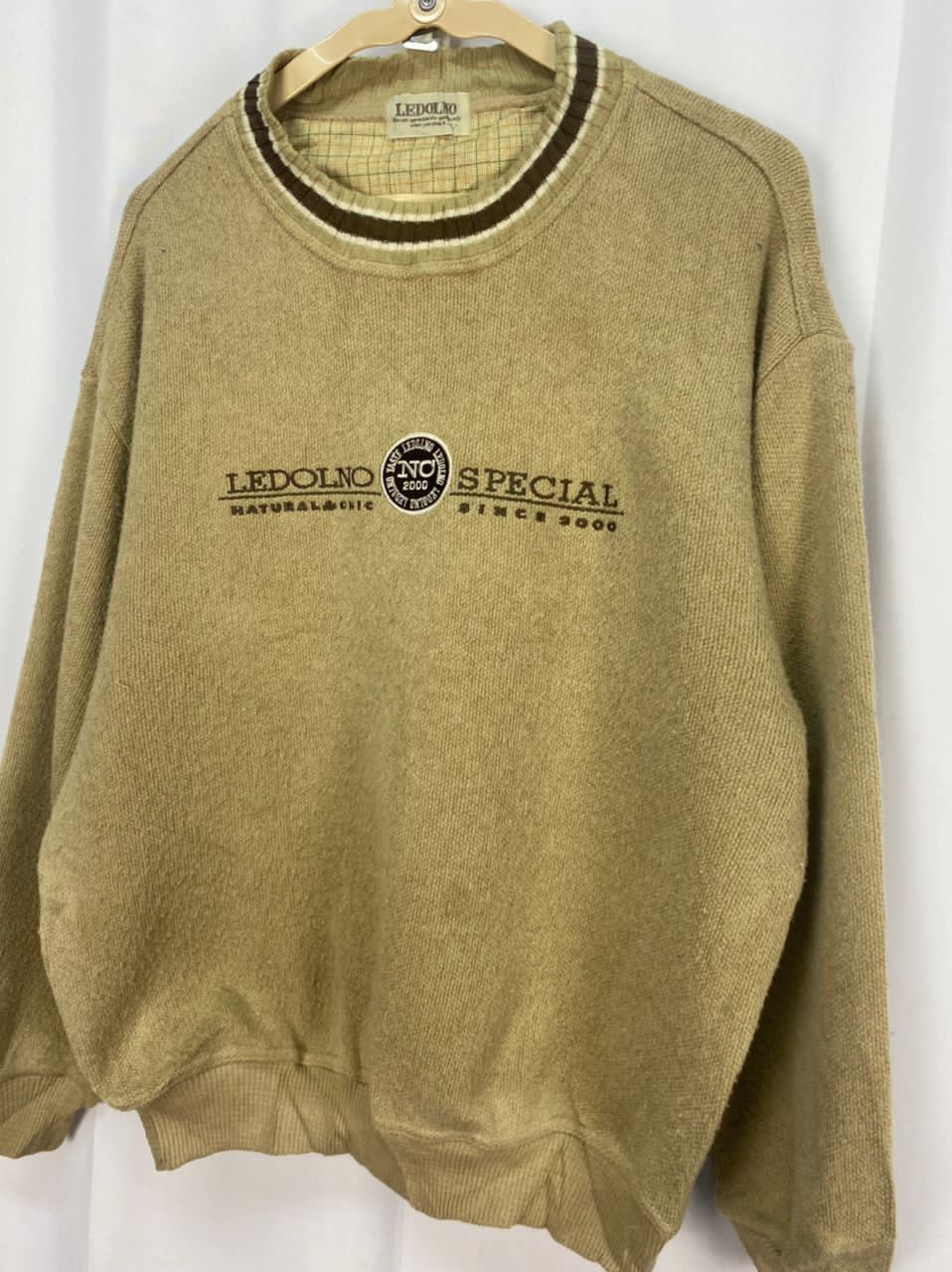 Japanese Brand × Vintage Vintage Ledolno spellout beggie knit sweatshirt Size US M / EU 48-50 / 2 - 6 Thumbnail