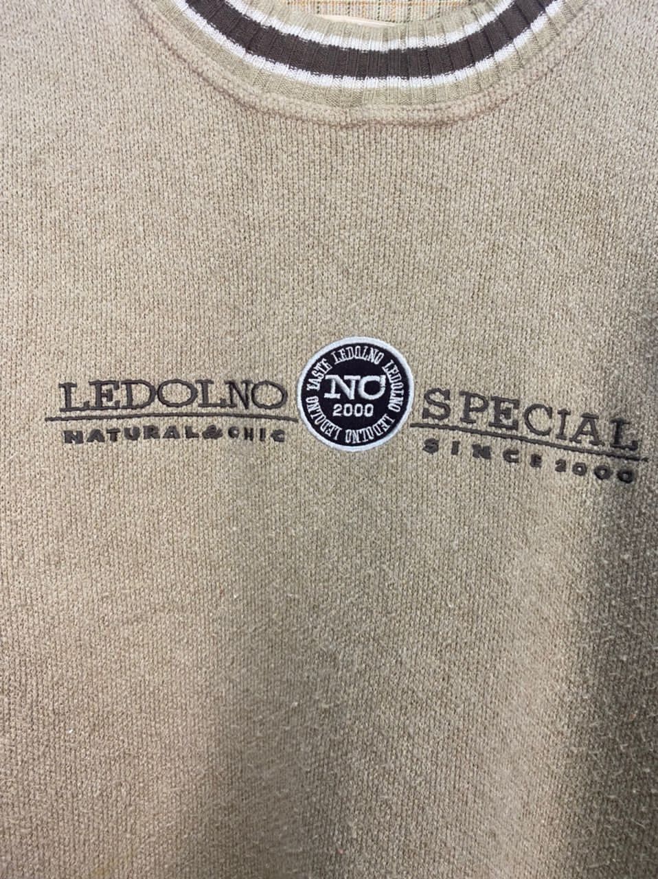 Japanese Brand × Vintage Vintage Ledolno spellout beggie knit sweatshirt Size US M / EU 48-50 / 2 - 7 Thumbnail
