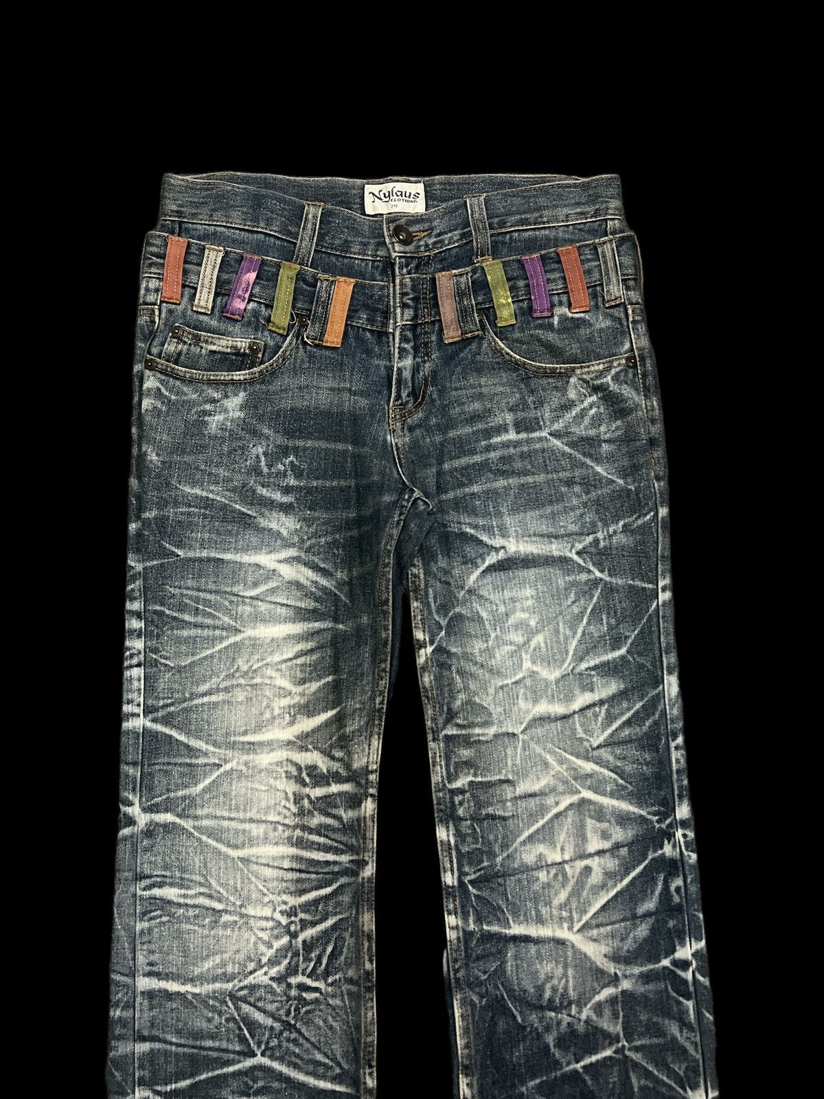 Japanese Brand × Vintage SICK💥LIMITED EDITION‼️DOUBLE WAIST DISTRESSED DENIM BY NYLAUS Size US 32 / EU 48 - 3 Thumbnail