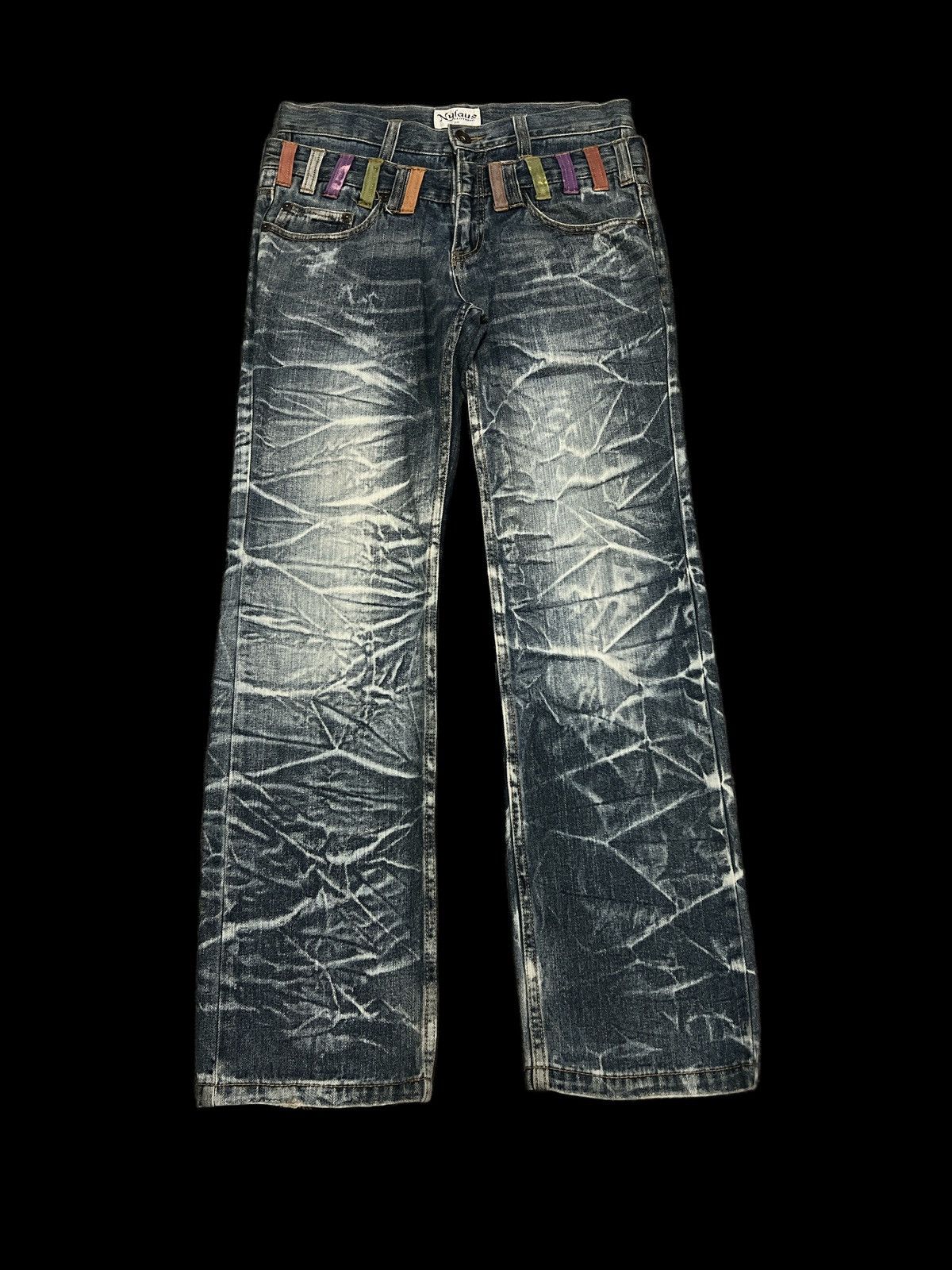 Japanese Brand × Vintage SICK💥LIMITED EDITION‼️DOUBLE WAIST DISTRESSED DENIM BY NYLAUS Size US 32 / EU 48 - 1 Thumbnail