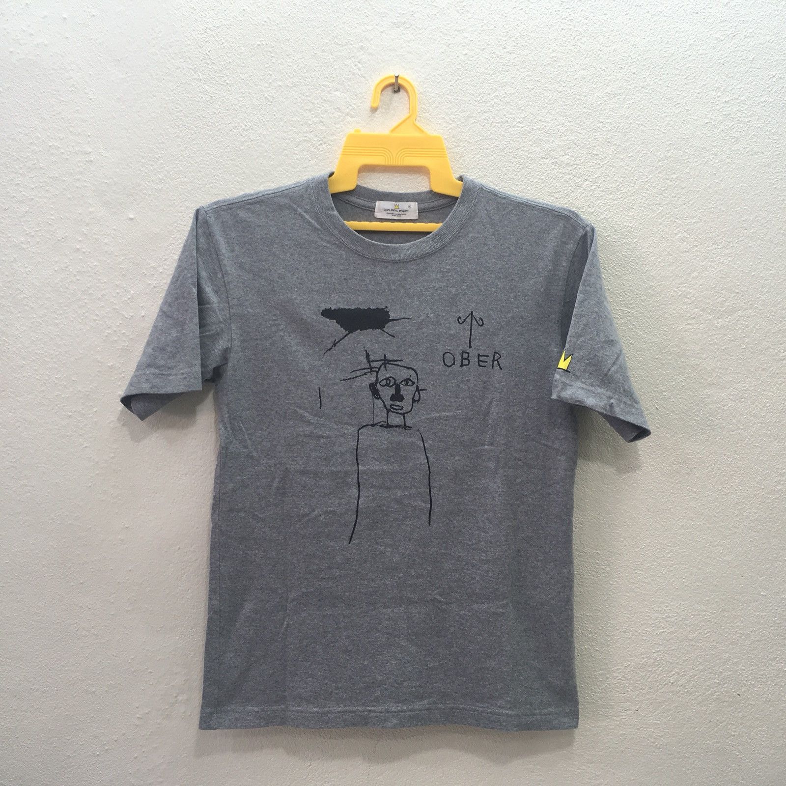 novelty Basquiat sketch pink oversized button shirt... /XL