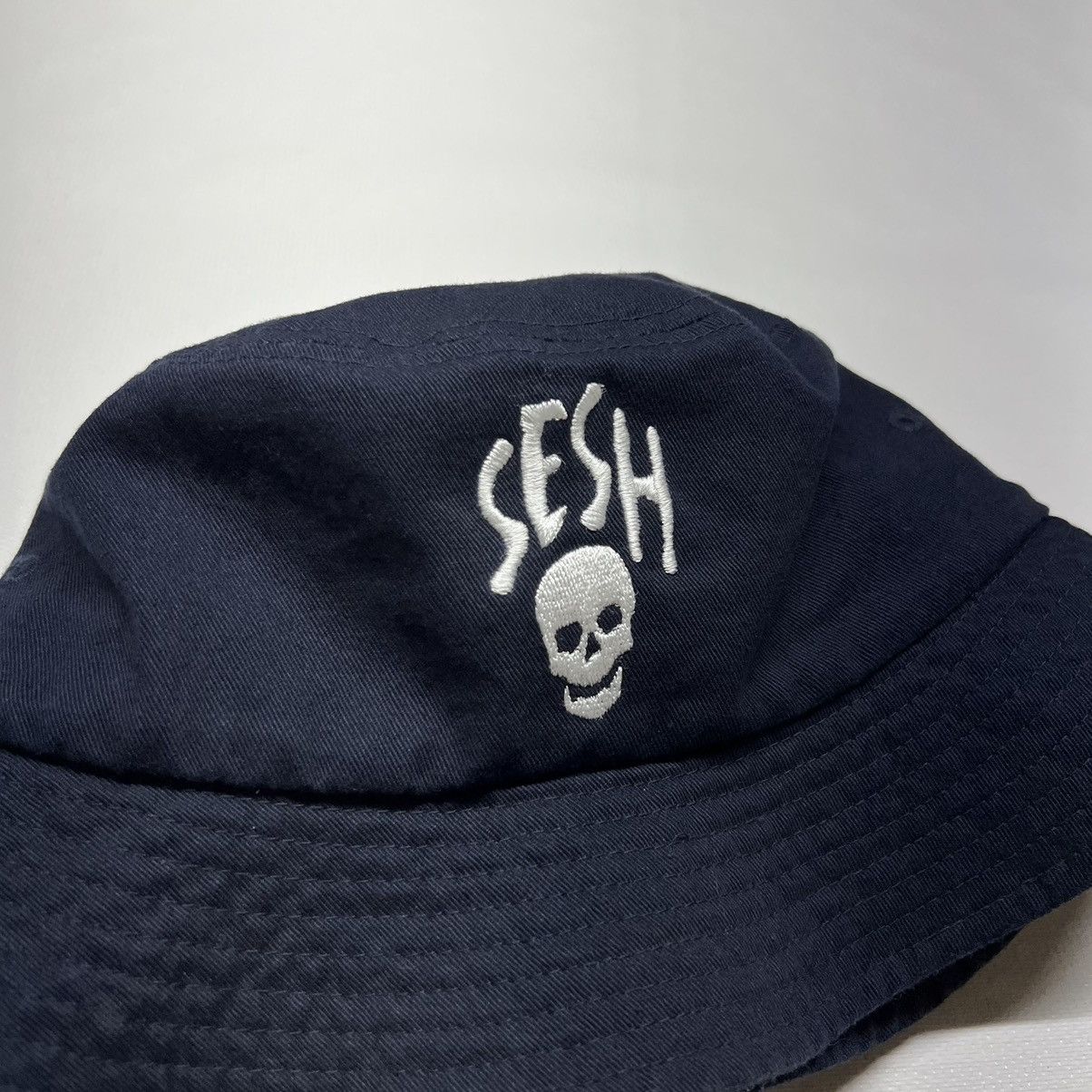 Team Sesh Team Sesh Bones Merch Skull Logo Bucket Hat Navy Blue | Grailed