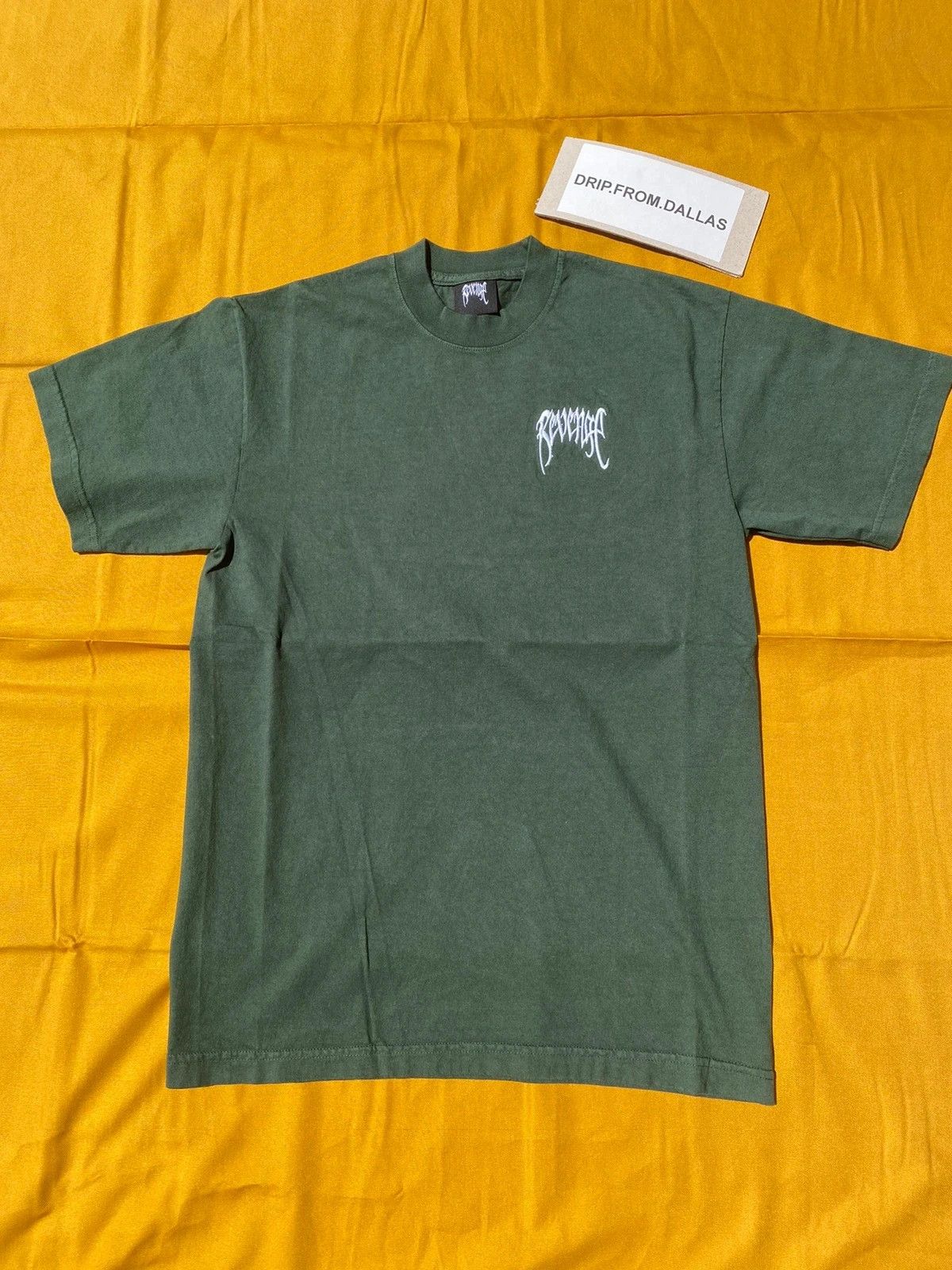 Revenge Basic Embroidered Logo Tee popular Green Medium