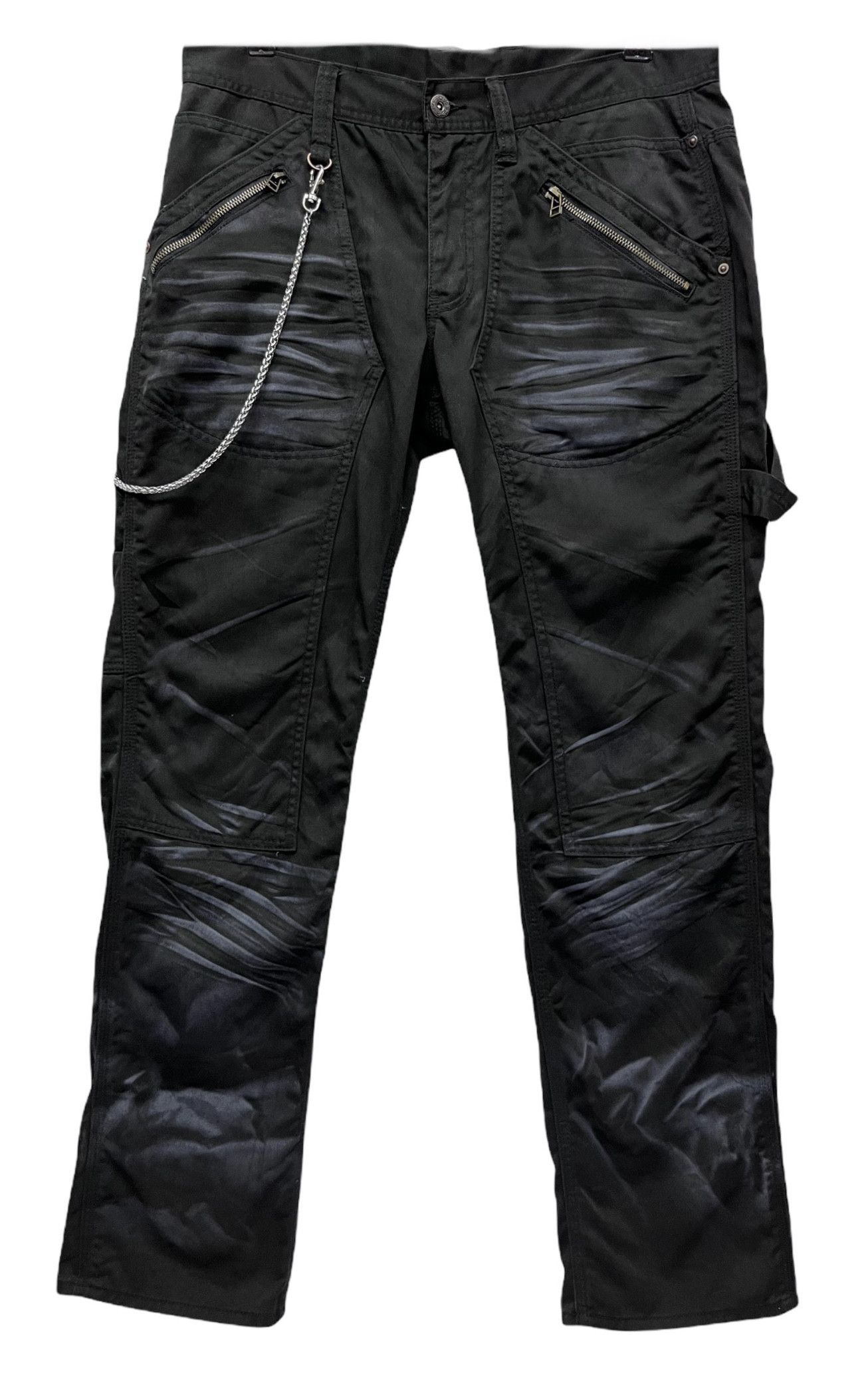 image of Seditionaries x Vintage VTG Kodama Double Knee Punk Black Whisker Carpenter Pants, Men's (Size 32)