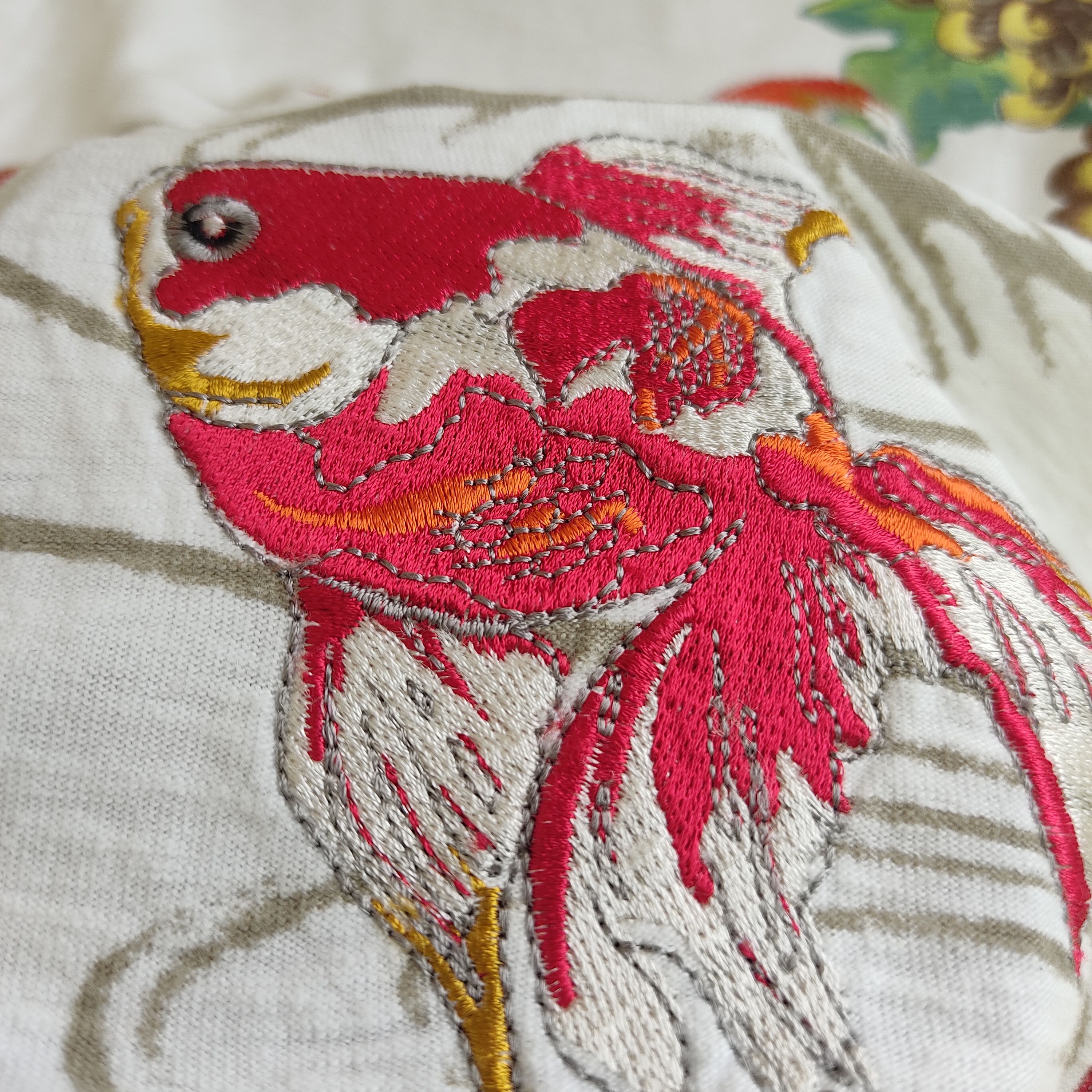 Japanese Brand Kara Kuri Gold Fish Embroidery Sukajan Long Sleeve Tshirt Size US M / EU 48-50 / 2 - 11 Thumbnail