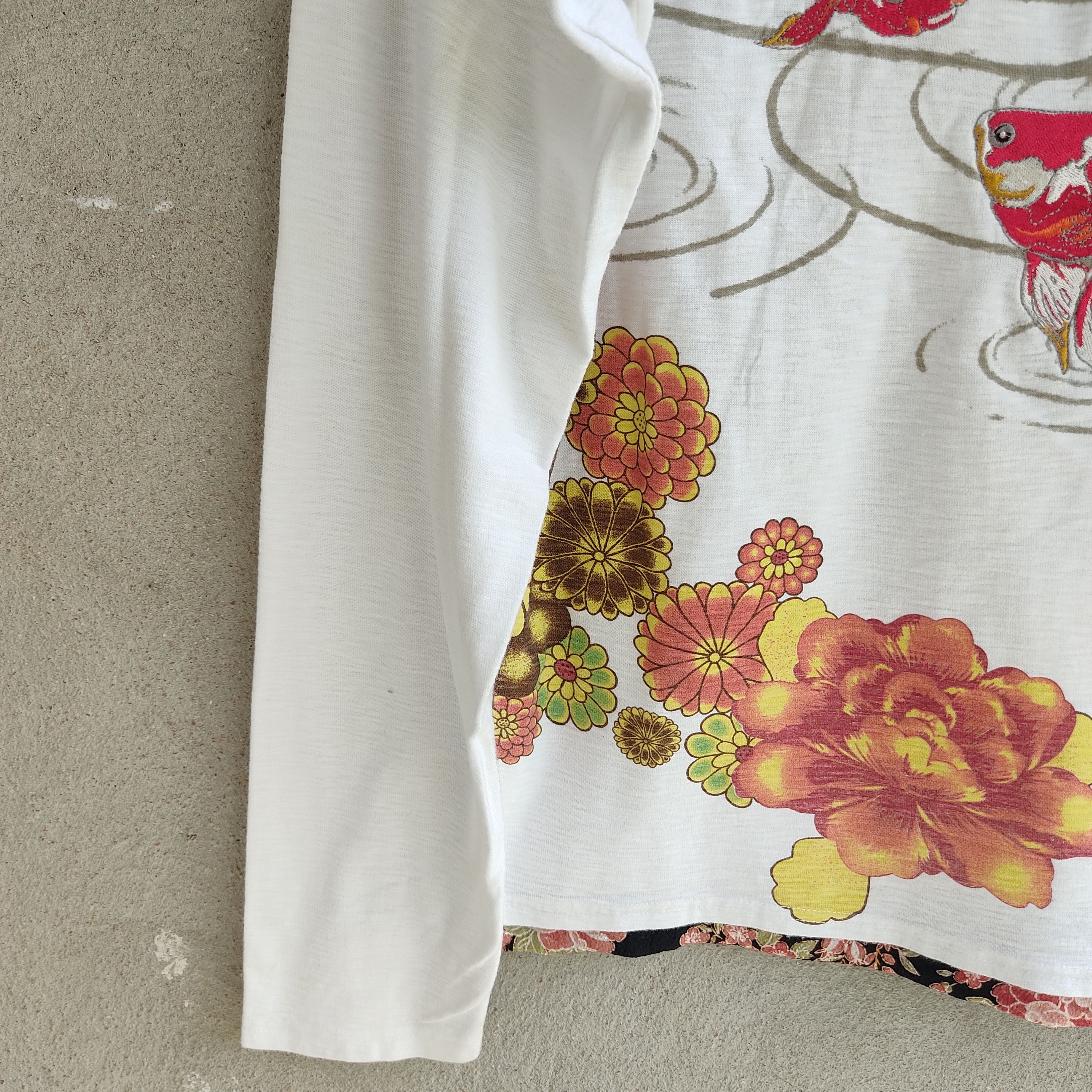 Japanese Brand Kara Kuri Gold Fish Embroidery Sukajan Long Sleeve Tshirt Size US M / EU 48-50 / 2 - 7 Thumbnail