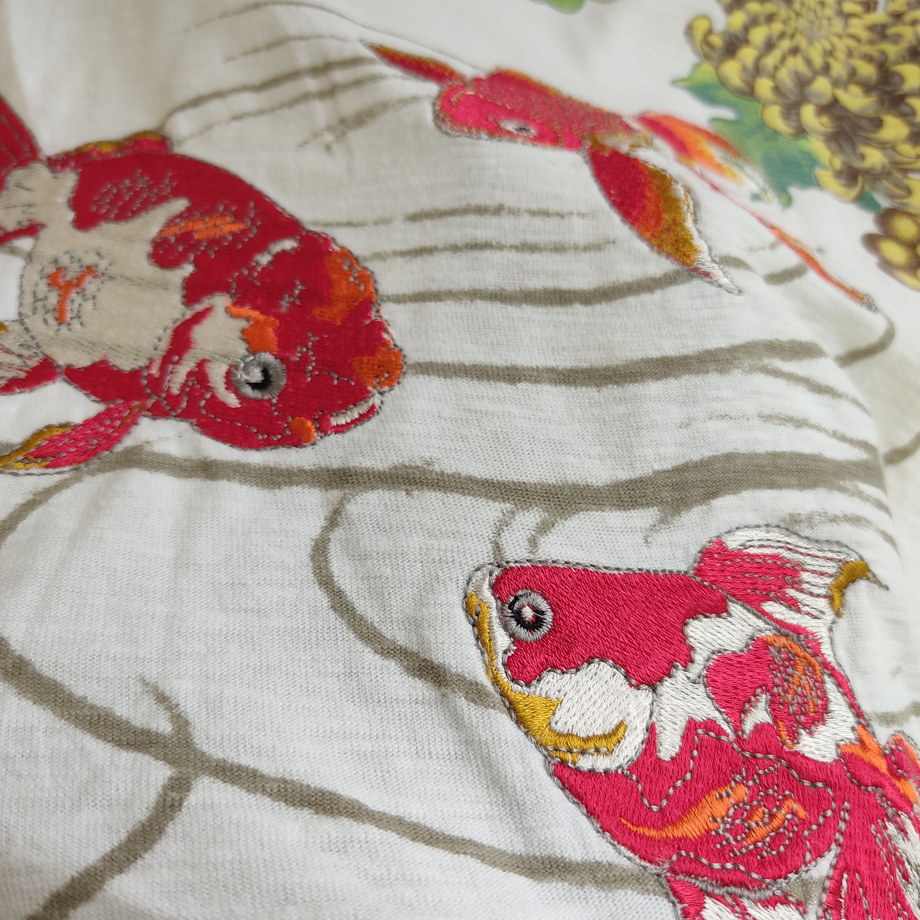 Japanese Brand Kara Kuri Gold Fish Embroidery Sukajan Long Sleeve Tshirt Size US M / EU 48-50 / 2 - 12 Thumbnail