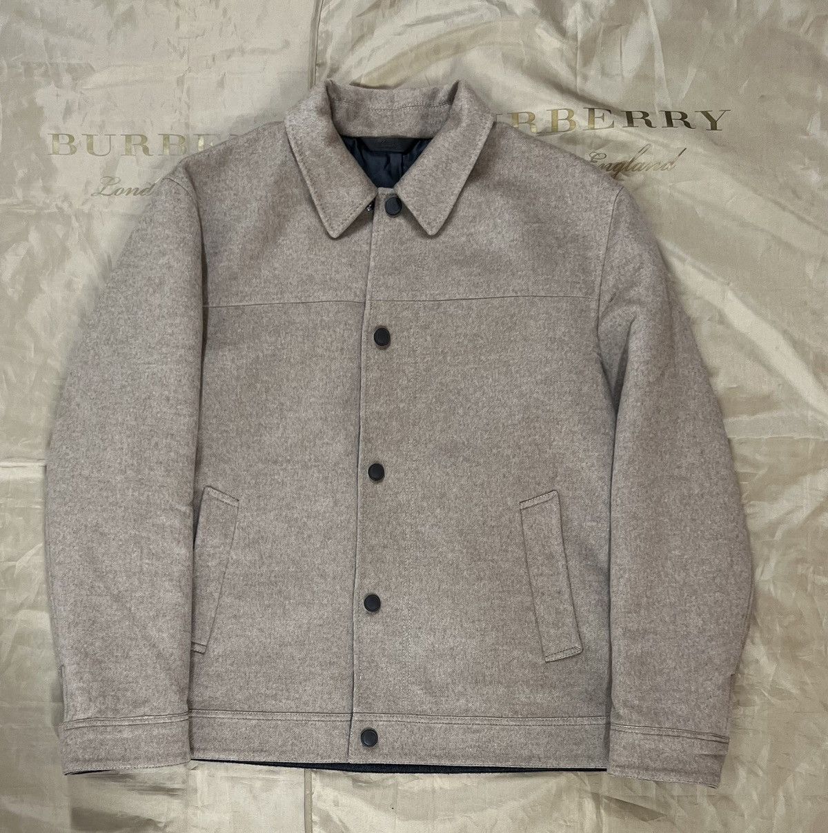 Image of Brioni Cashmere-Felt Blouson Jacket Neutrals Size Xxl $5400, Men's