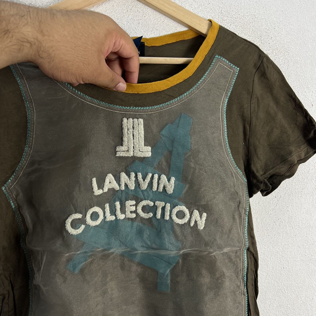 Designer × Japanese Brand LANVIN COLLECTION JAPAN MADE SHORT SLEEVE BIG LOGO Size XS / US 0-2 / IT 36-38 - 4 Thumbnail