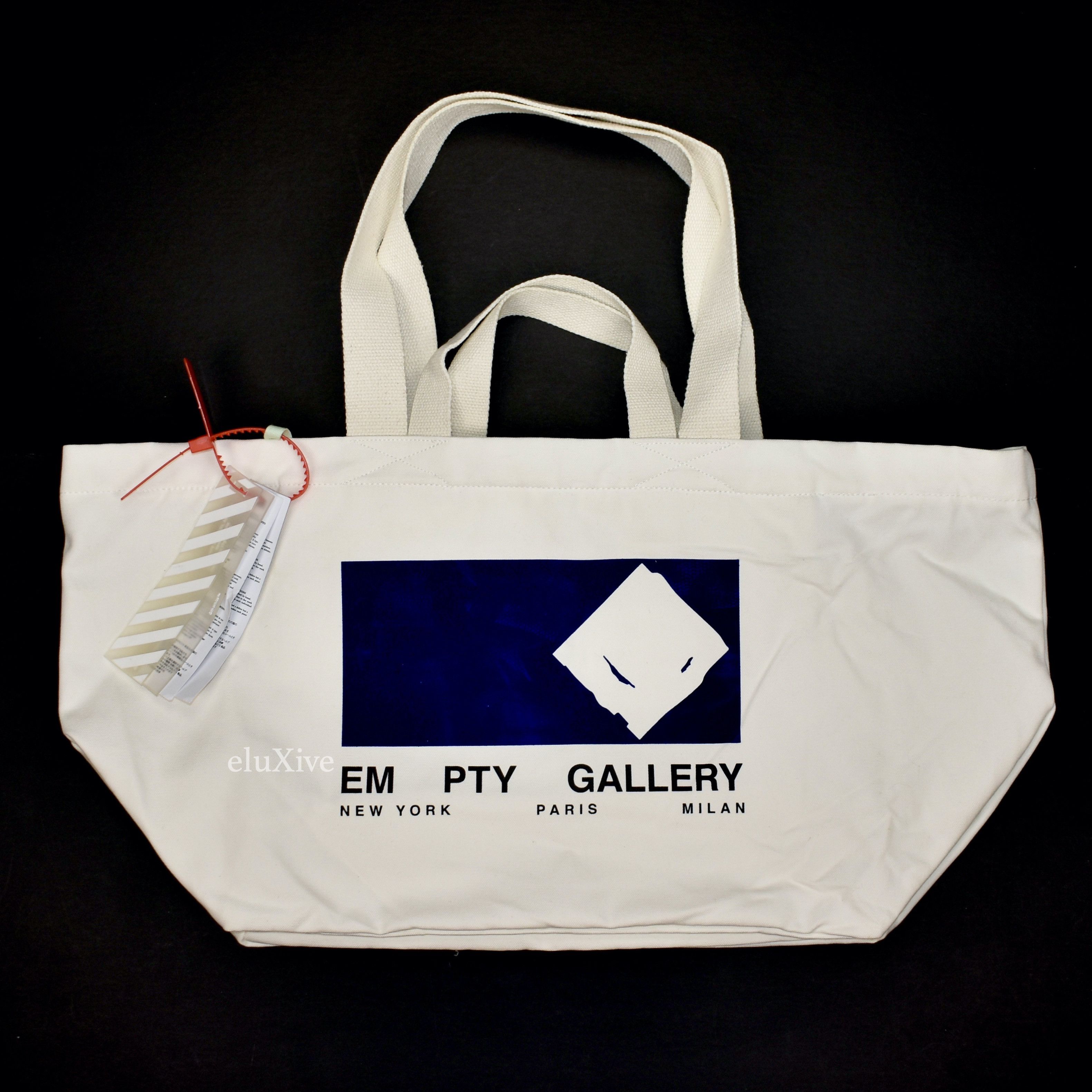 Pre-owned Off-white Empty Gallery Logo Canvas Tote Bag Ds 2018
