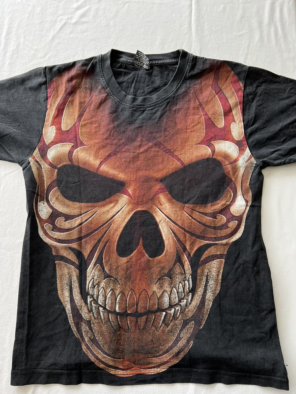 Band Tees Vintage 90s Skull Bones Black Faded Tee (Harley Davidson) Size US S / EU 44-46 / 1 - 3 Thumbnail