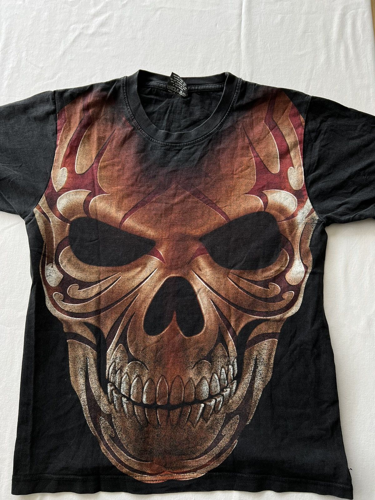 Band Tees Vintage 90s Skull Bones Black Faded Tee (Harley Davidson) Size US S / EU 44-46 / 1 - 4 Thumbnail
