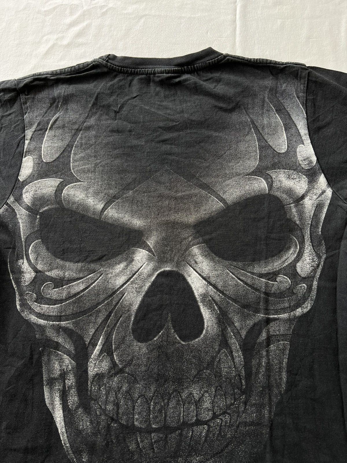 Band Tees Vintage 90s Skull Bones Black Faded Tee (Harley Davidson) Size US S / EU 44-46 / 1 - 11 Thumbnail