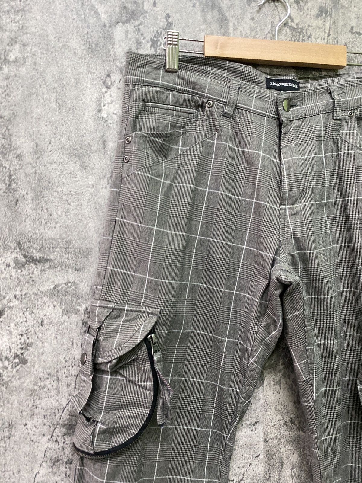 Japanese Brand 31040=SKKONE Cargo Multipocket Checked Bondage Style Pant Size US 34 / EU 50 - 4 Thumbnail