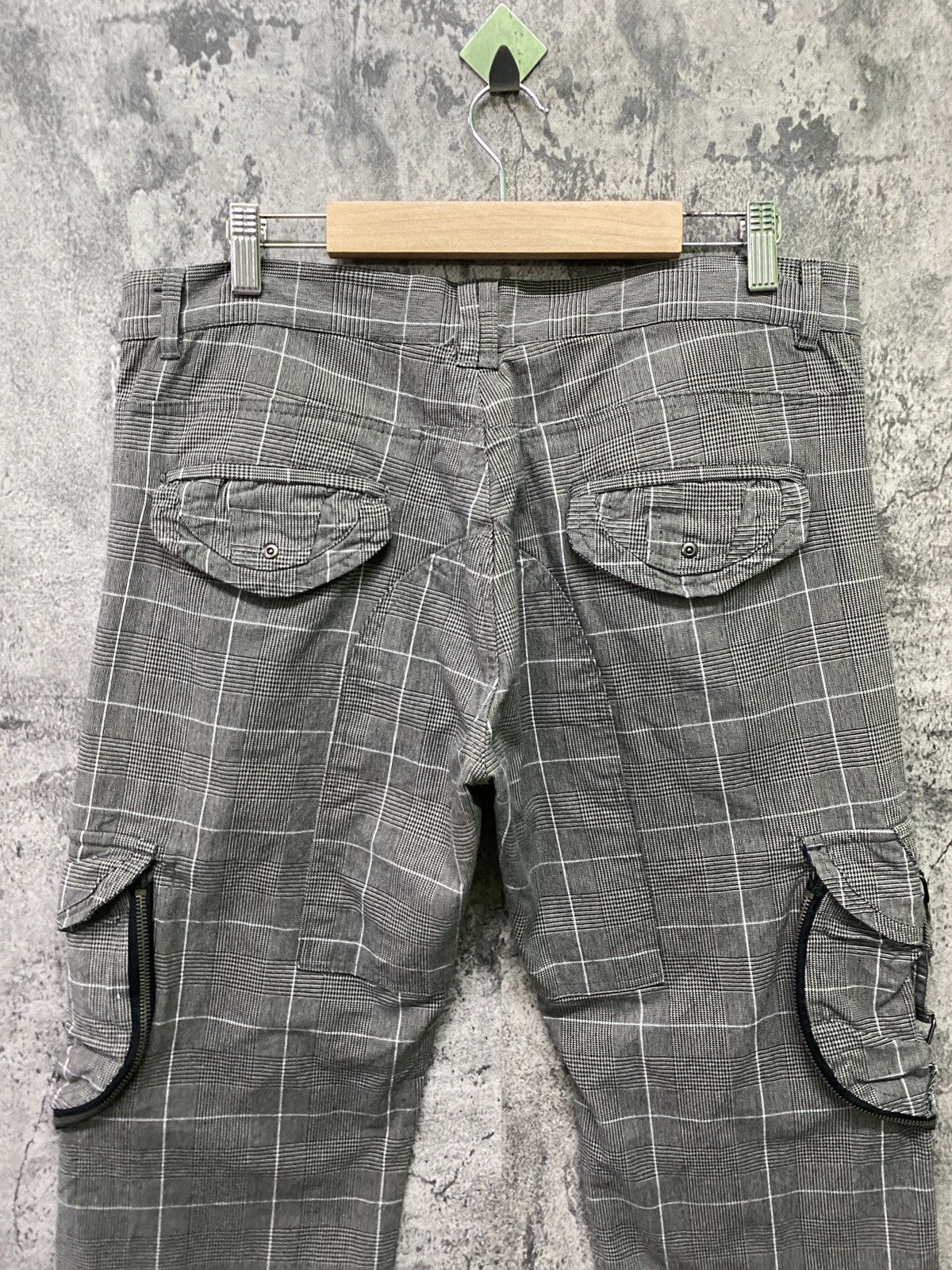 Japanese Brand 31040=SKKONE Cargo Multipocket Checked Bondage Style Pant Size US 34 / EU 50 - 14 Thumbnail