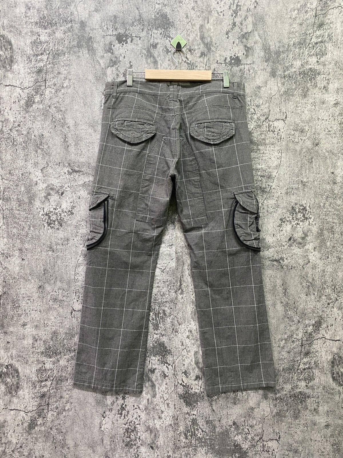 Japanese Brand 31040=SKKONE Cargo Multipocket Checked Bondage Style Pant Size US 34 / EU 50 - 2 Thumbnail