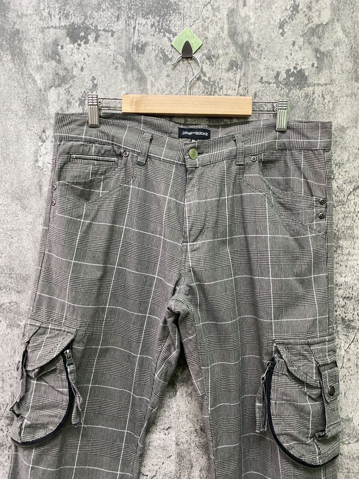 Japanese Brand 31040=SKKONE Cargo Multipocket Checked Bondage Style Pant Size US 34 / EU 50 - 3 Thumbnail
