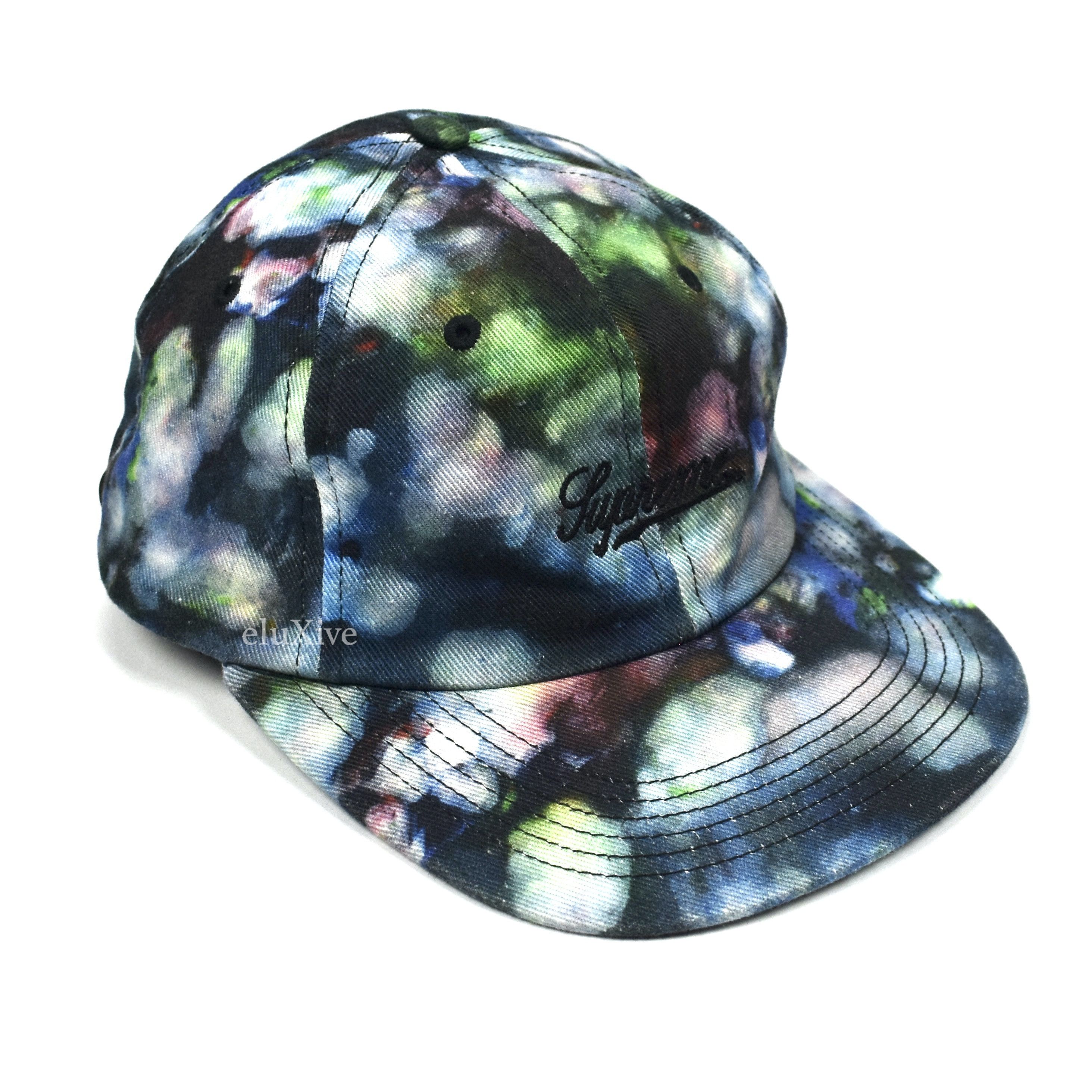 image of Supreme Liberty Printed Script Logo 6 Panel Hat Fw15 in Blue, Men's