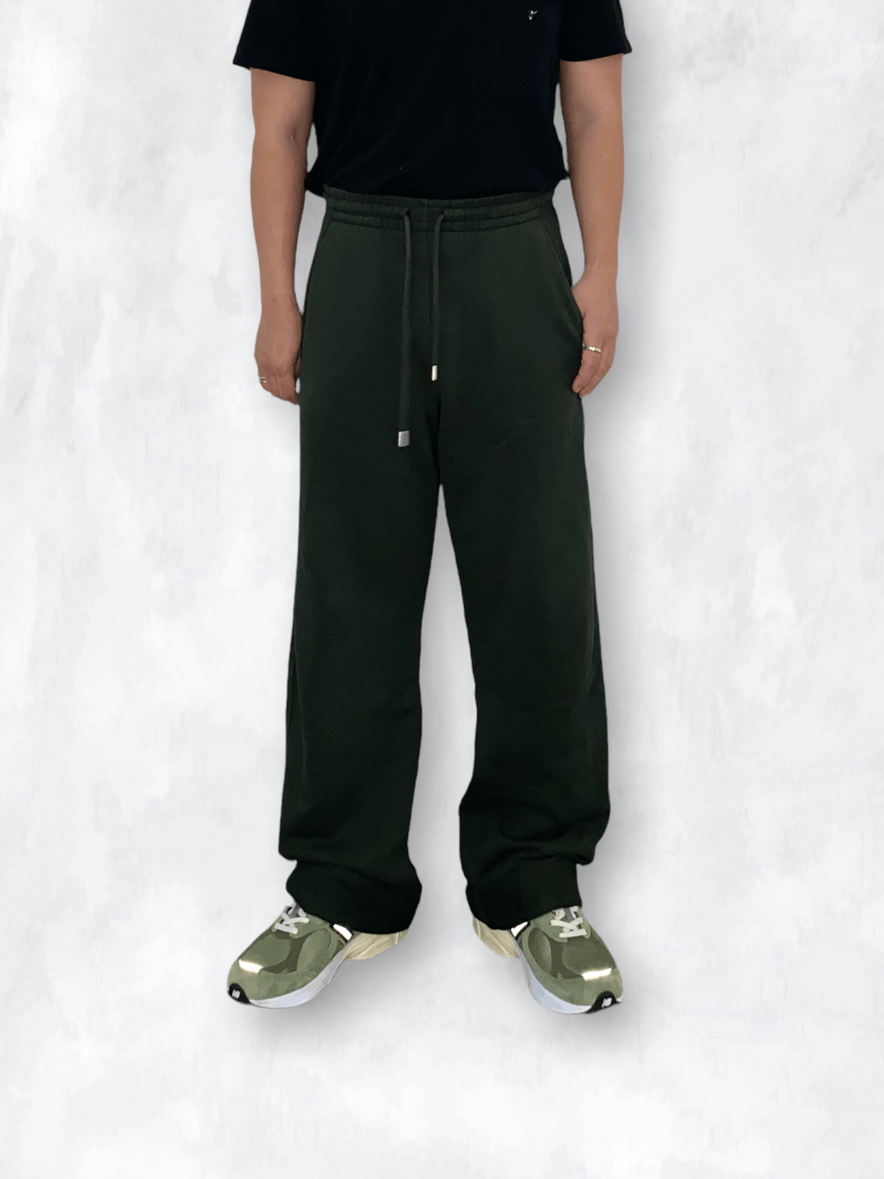 image of Dries Van Noten Hamer Drawstring Wide-Fit Lounge Pants, Size M, Green, Men's