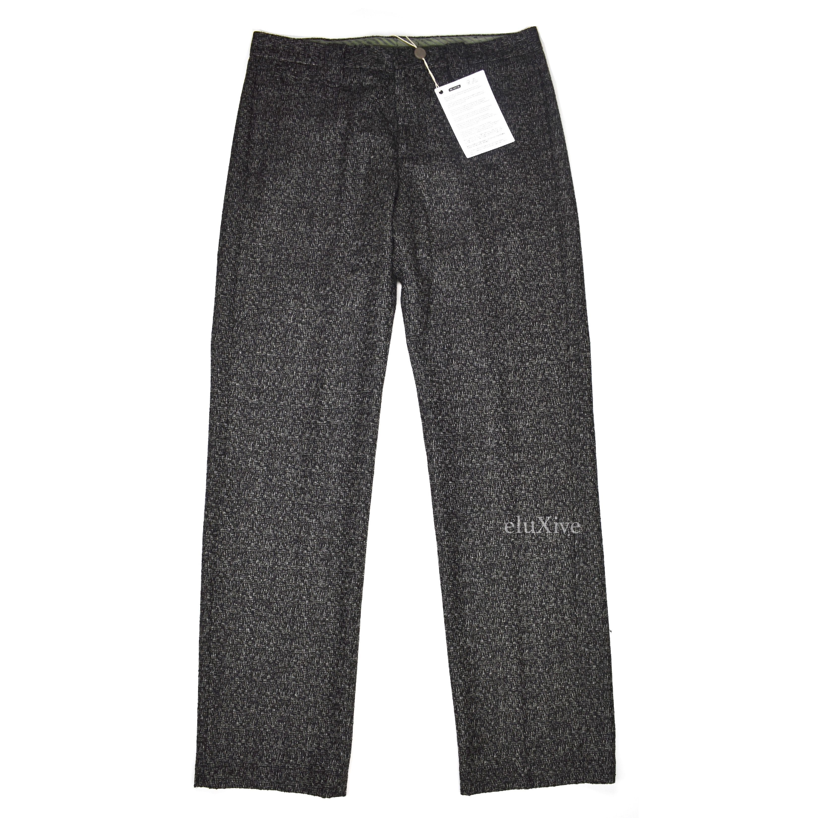 image of Corneliani Black White Woven Wool Pants Nwt, Men's (Size 34)