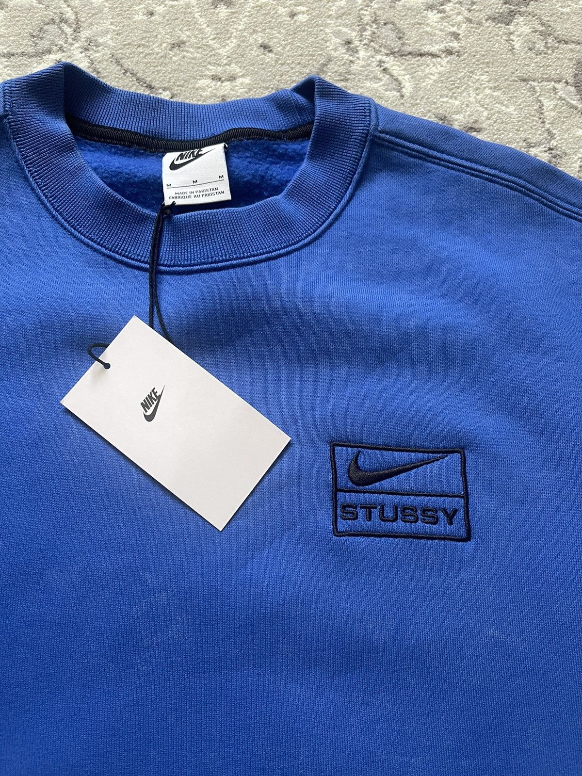 NIKE X retailer STUSSY Blue Acid Washed Crewneck (Size S - adult unisex)