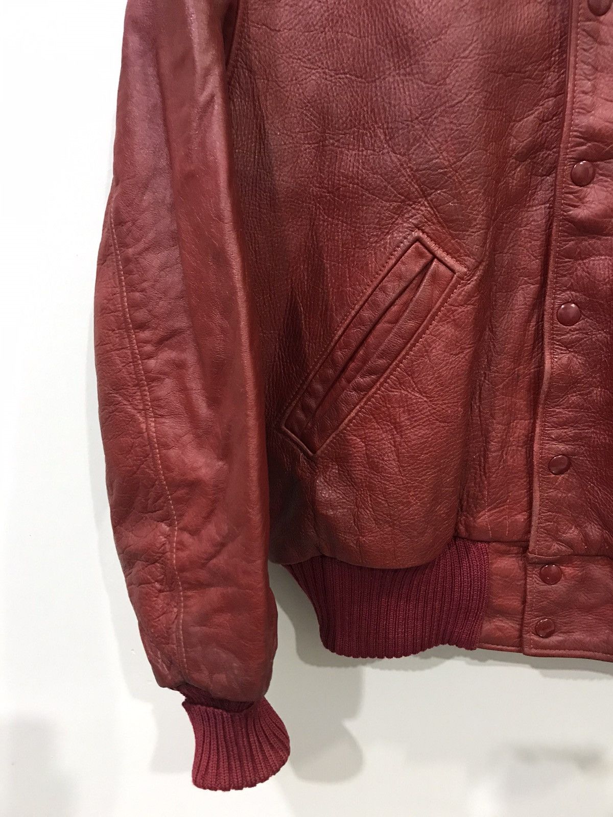 Genuine Leather × Vintage Albion Award Jacket USA Cowhide Red Genuine Leather Jacket Size US M / EU 48-50 / 2 - 7 Thumbnail