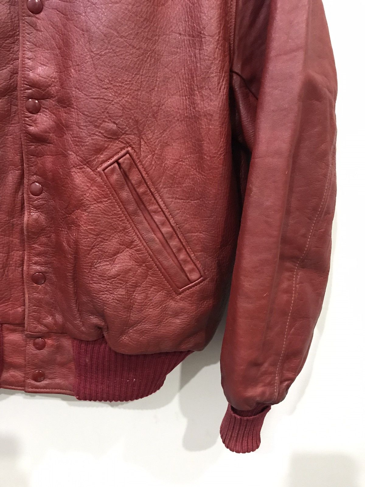 Genuine Leather × Vintage Albion Award Jacket USA Cowhide Red Genuine Leather Jacket Size US M / EU 48-50 / 2 - 6 Thumbnail