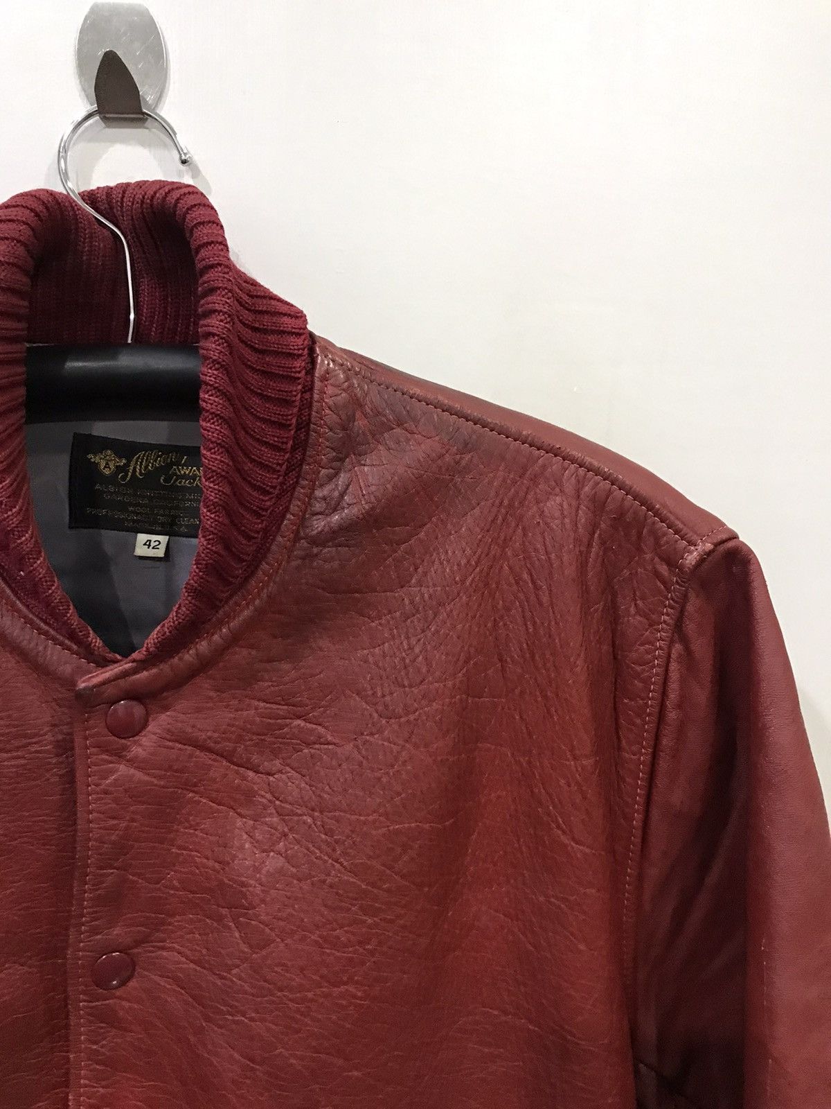 Genuine Leather × Vintage Albion Award Jacket USA Cowhide Red Genuine Leather Jacket Size US M / EU 48-50 / 2 - 4 Thumbnail