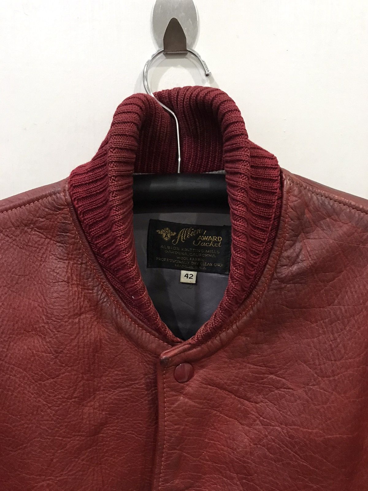 Genuine Leather × Vintage Albion Award Jacket USA Cowhide Red Genuine Leather Jacket Size US M / EU 48-50 / 2 - 3 Thumbnail