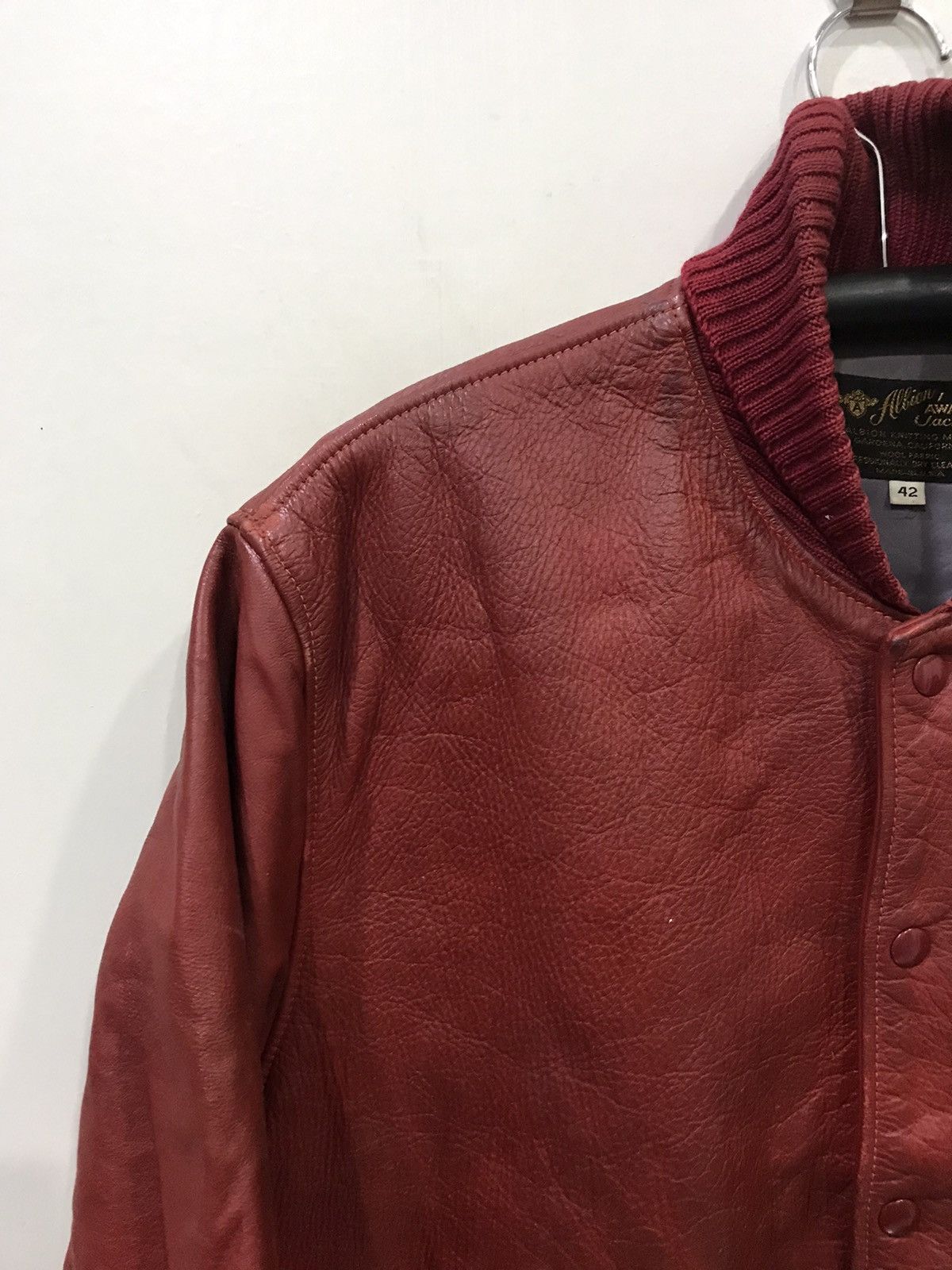 Genuine Leather × Vintage Albion Award Jacket USA Cowhide Red Genuine Leather Jacket Size US M / EU 48-50 / 2 - 5 Thumbnail
