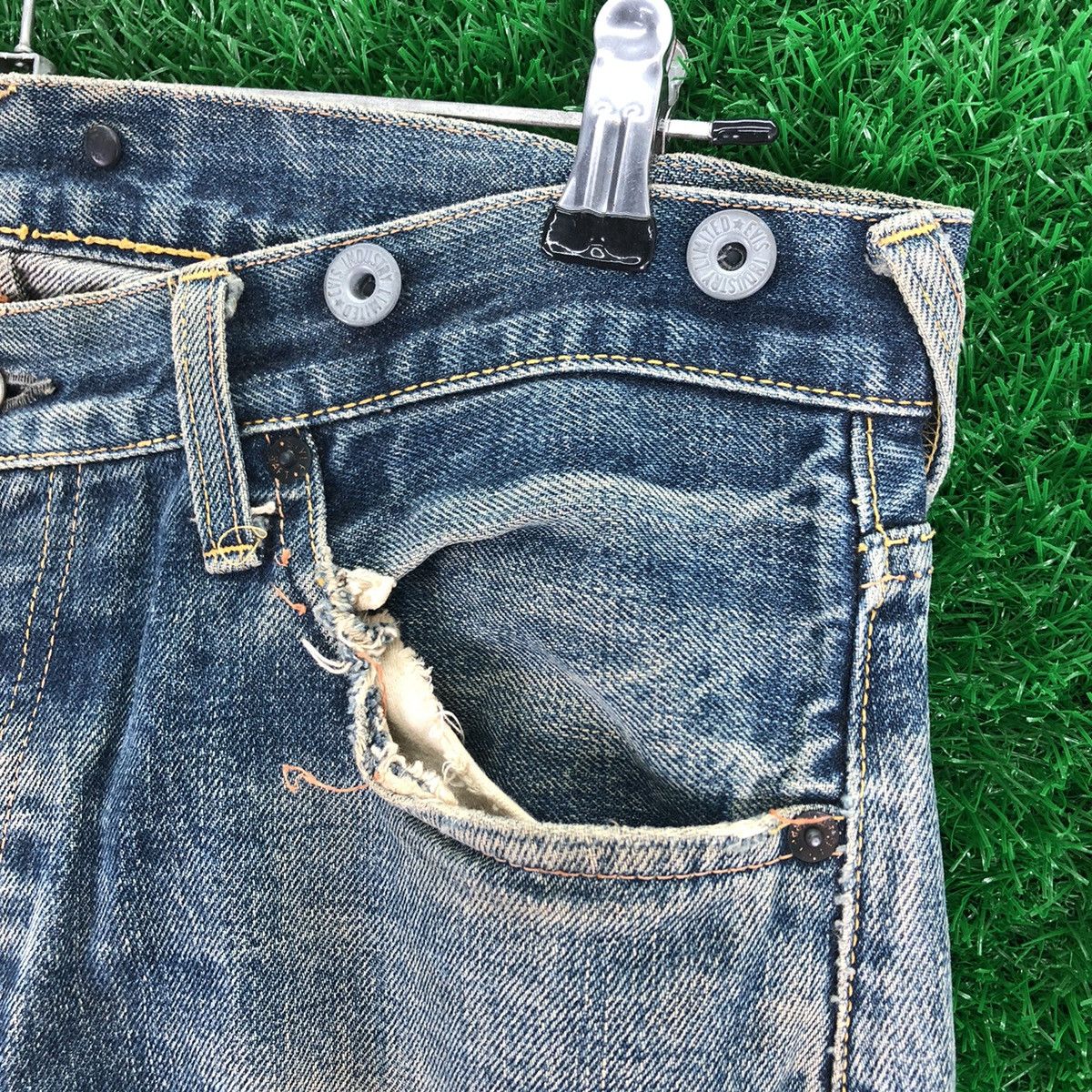 Evisu Vintage Evis Denim Pants Selvedge Suspender Button Size US 34 / EU 50 - 6 Thumbnail
