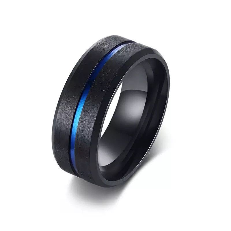 Japanese Brand × Jewelry × Vintage 8mm Stainless Steel Thin Rainbow Line Ring Size ONE SIZE - 1 Thumbnail