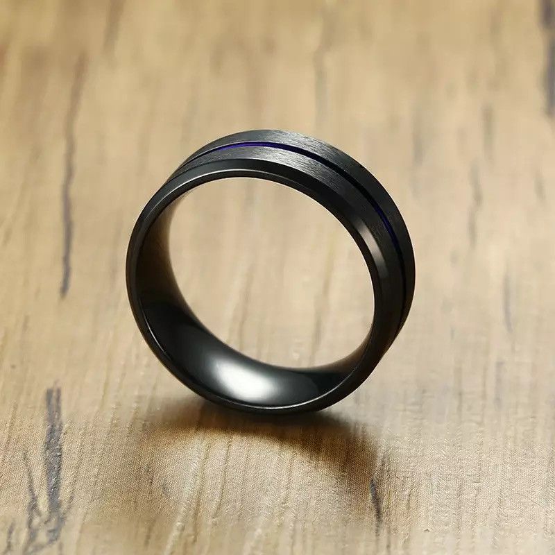 Japanese Brand × Jewelry × Vintage 8mm Stainless Steel Thin Rainbow Line Ring Size ONE SIZE - 2 Thumbnail