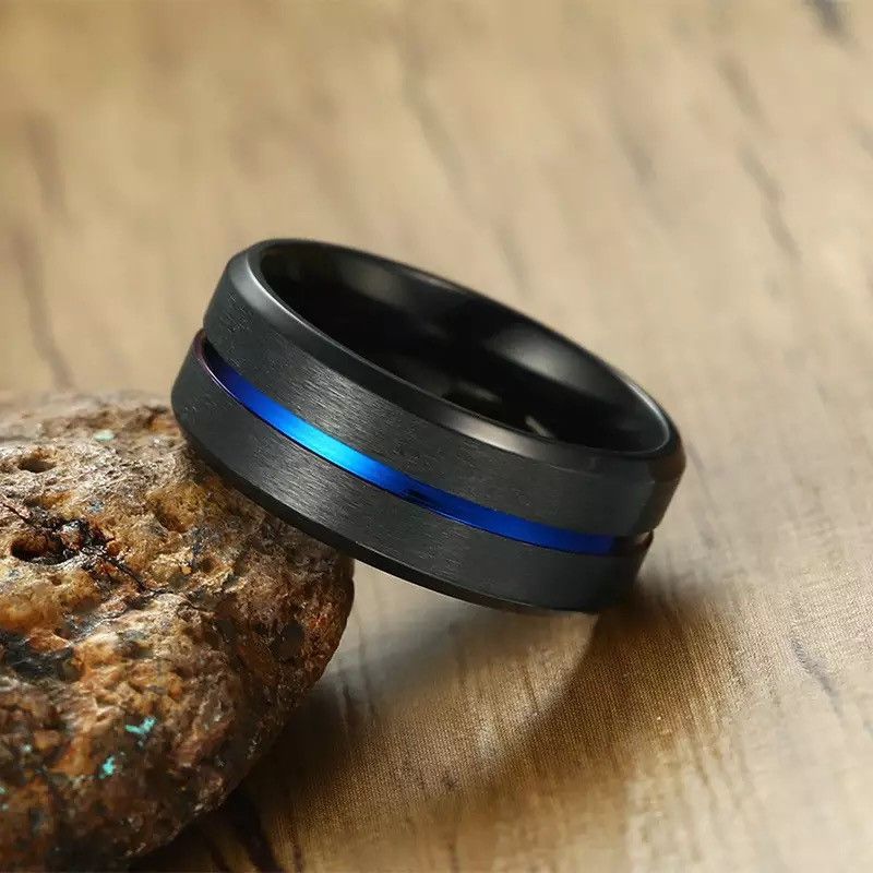 Japanese Brand × Jewelry × Vintage 8mm Stainless Steel Thin Rainbow Line Ring Size ONE SIZE - 3 Thumbnail