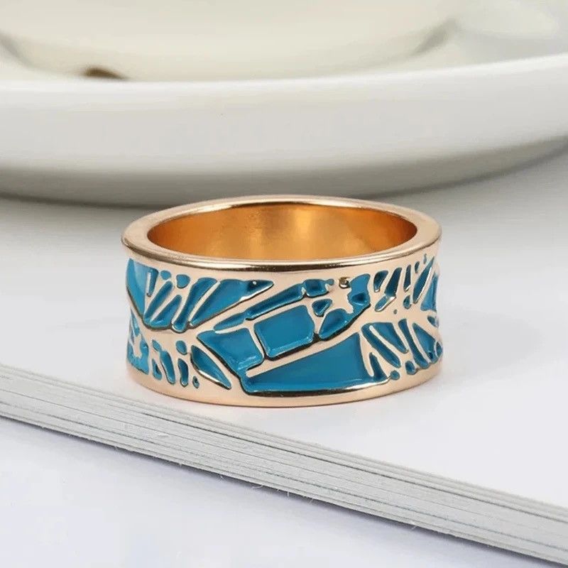 Japanese Brand × Jewelry × Vintage Creative Handmade Blue Enamel Flower Ring Size ONE SIZE - 2 Thumbnail