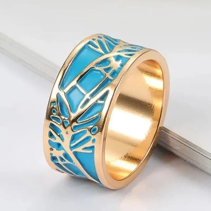 Japanese Brand × Jewelry × Vintage Creative Handmade Blue Enamel Flower Ring Size ONE SIZE - 1 Thumbnail