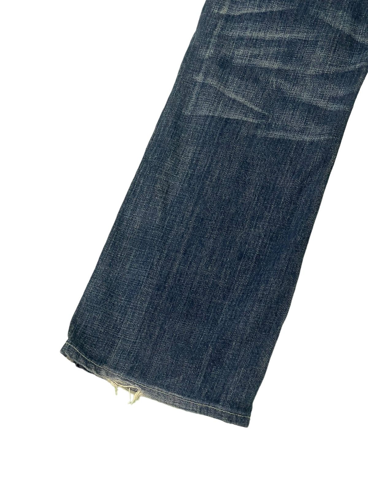 Japanese Brand Flare Jeans Trim Co Distress Denim Leather Parts 5🟦2 Size US 31 - 16 Thumbnail