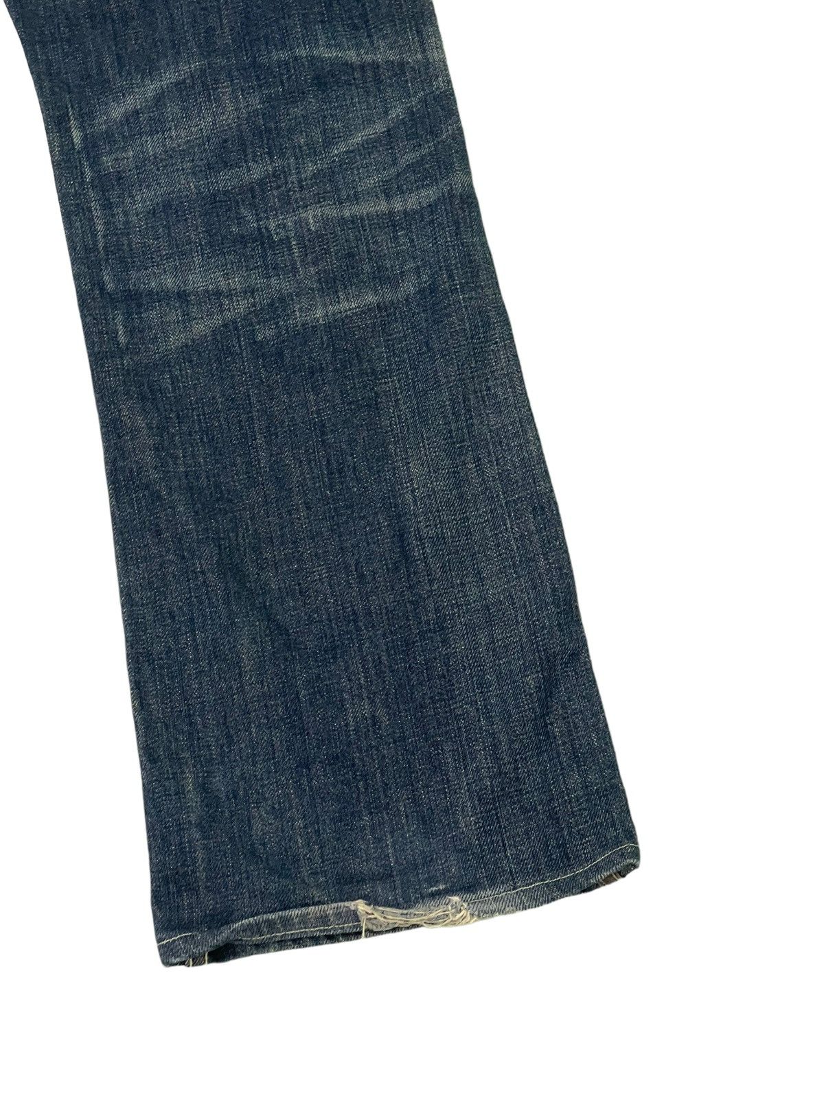 Japanese Brand Flare Jeans Trim Co Distress Denim Leather Parts 5🟦2 Size US 31 - 15 Thumbnail