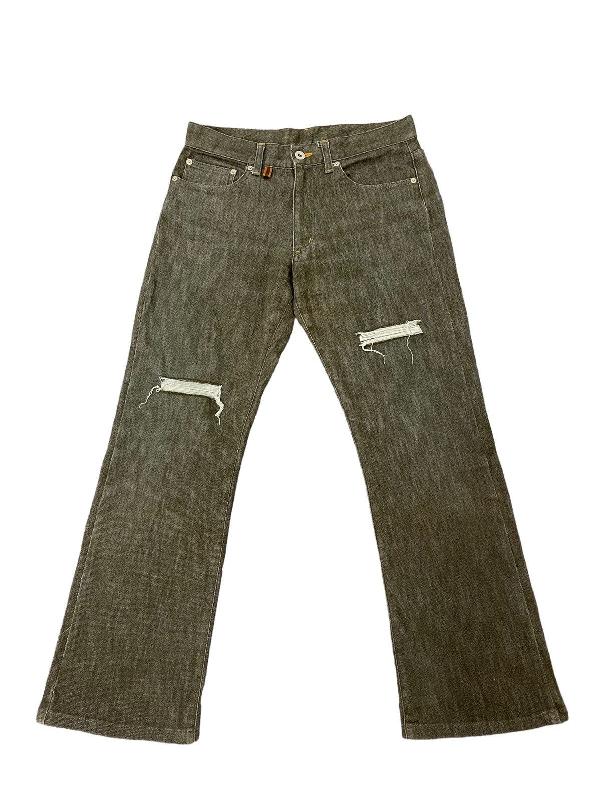 Japanese Brand Flare Jeans Men’s Melrose Distress Stretch Denim 5🟦2 Size US 30 / EU 46 - 2 Thumbnail