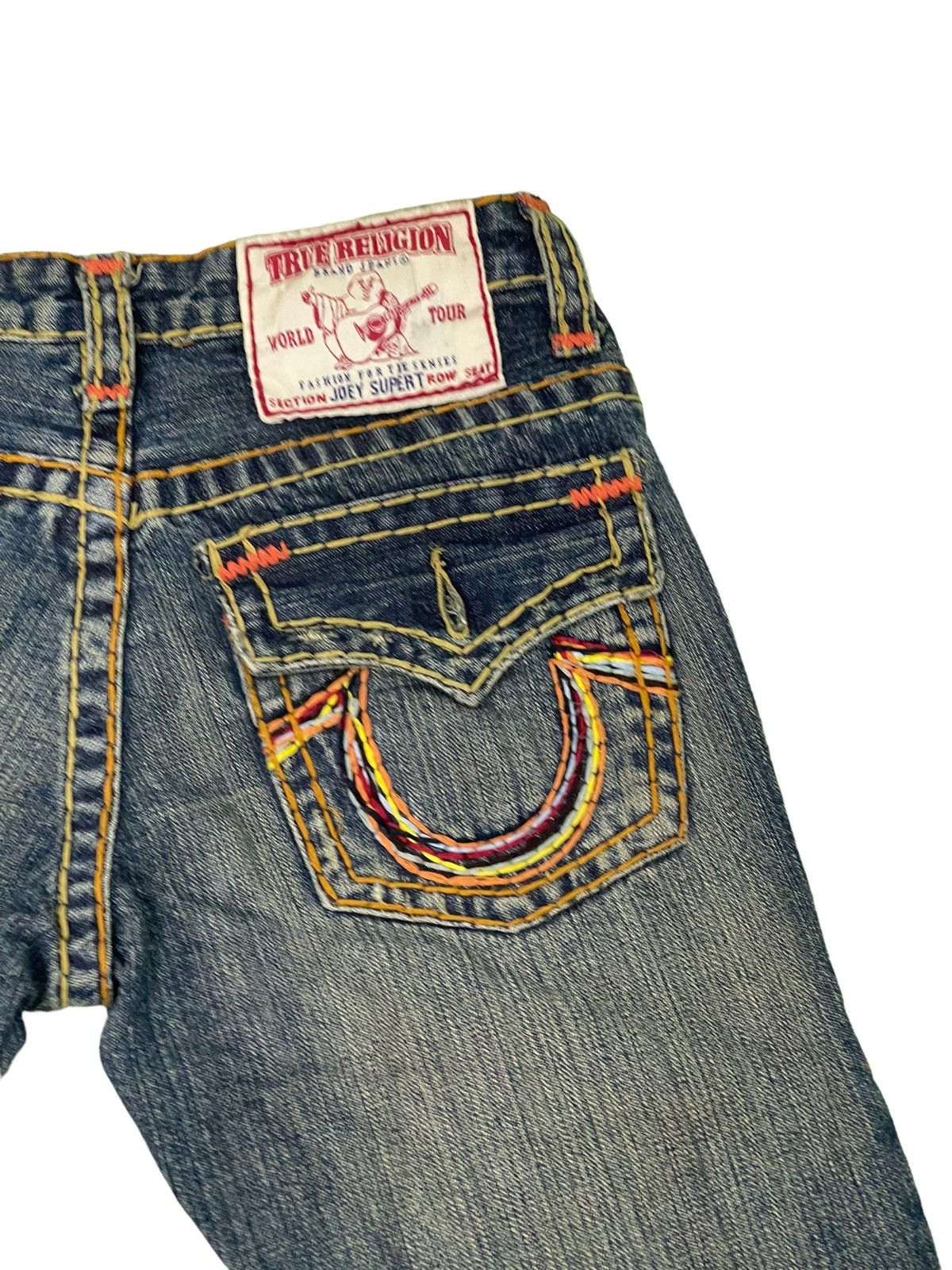 Japanese Brand Flare Jeans True Religion USA Distress Denim Boot Cut 5🟦2 Size US 27 - 20 Thumbnail