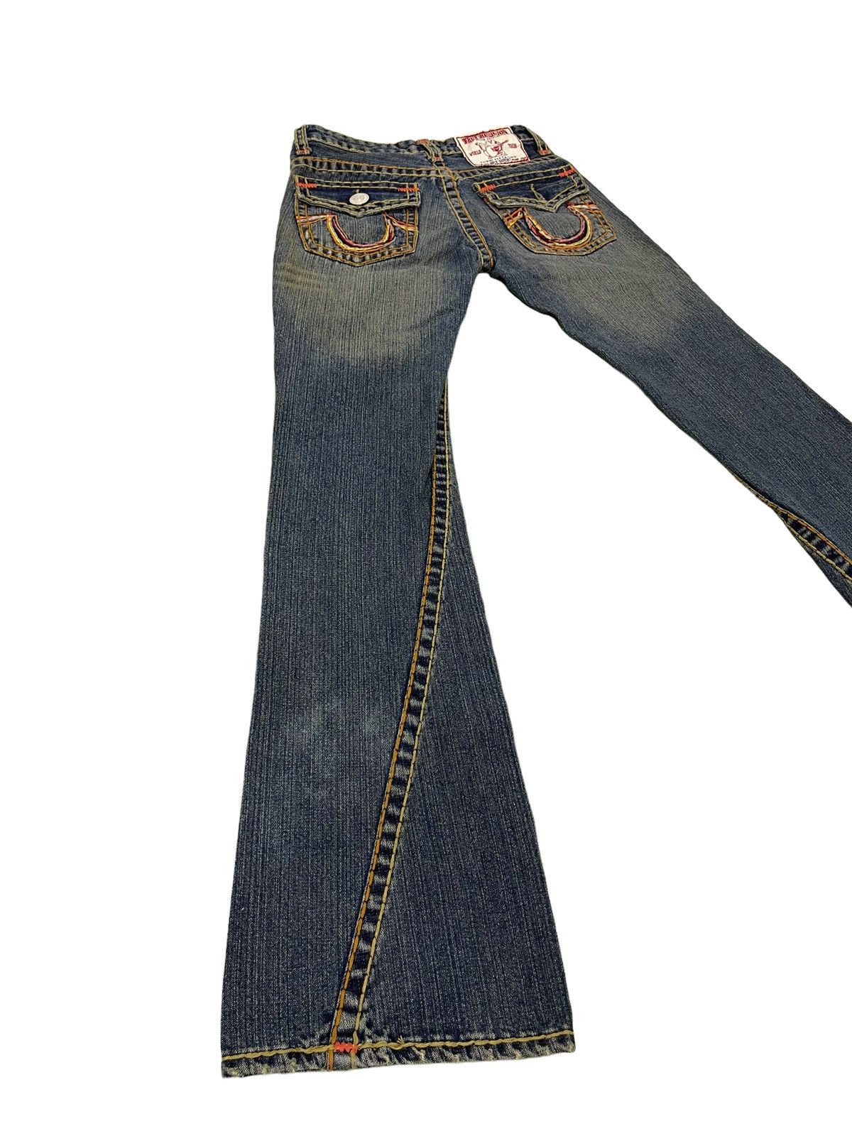 Japanese Brand Flare Jeans True Religion USA Distress Denim Boot Cut 5🟦2 Size US 27 - 13 Thumbnail