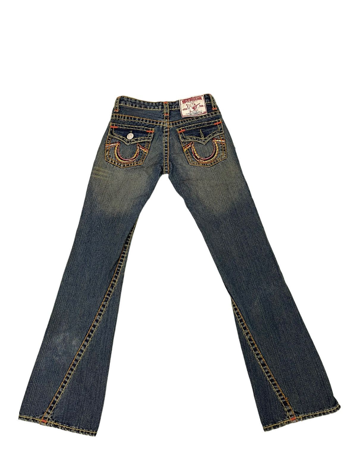 Japanese Brand Flare Jeans True Religion USA Distress Denim Boot Cut 5🟦2 Size US 27 - 12 Thumbnail