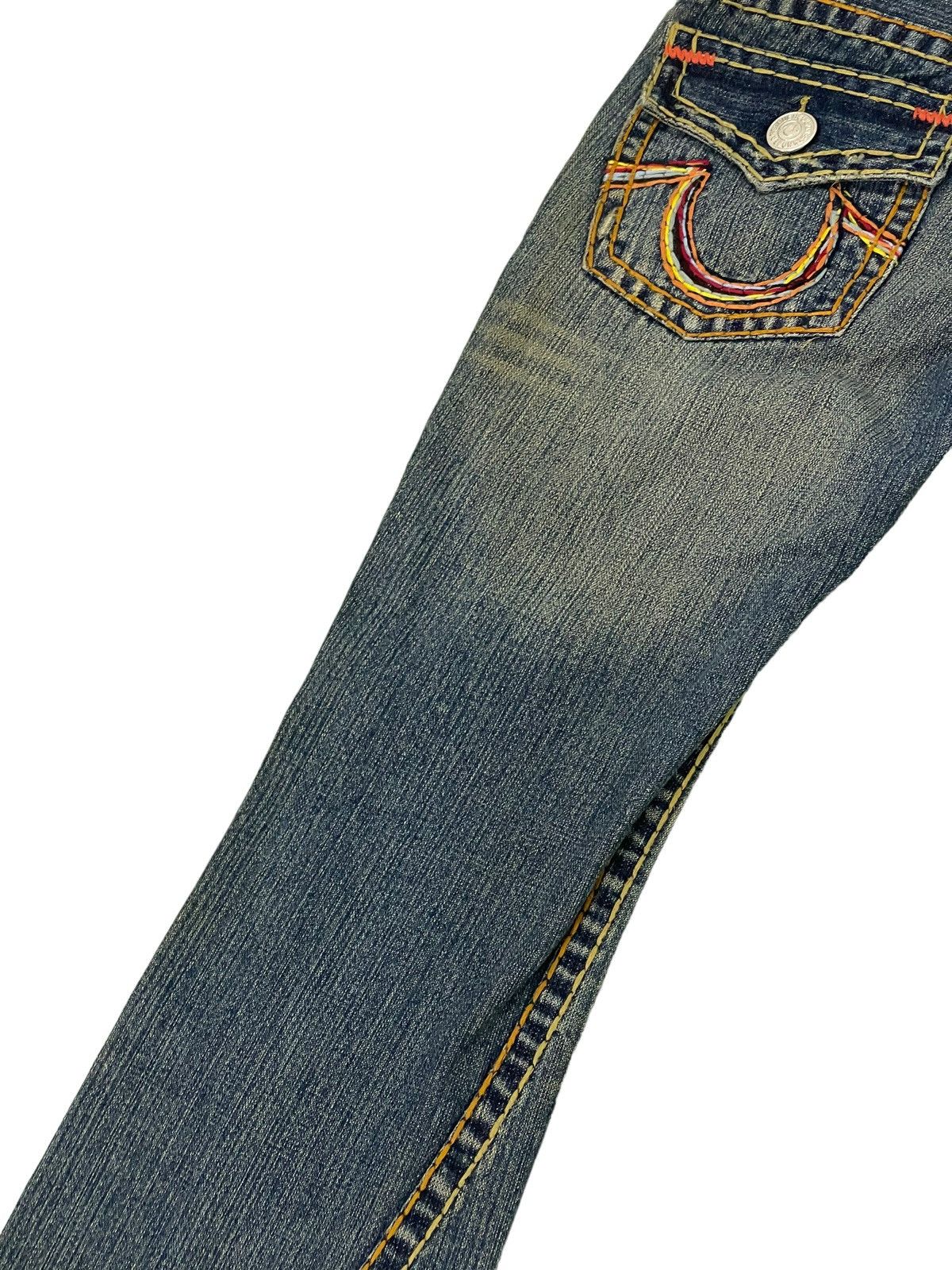 Japanese Brand Flare Jeans True Religion USA Distress Denim Boot Cut 5🟦2 Size US 27 - 17 Thumbnail