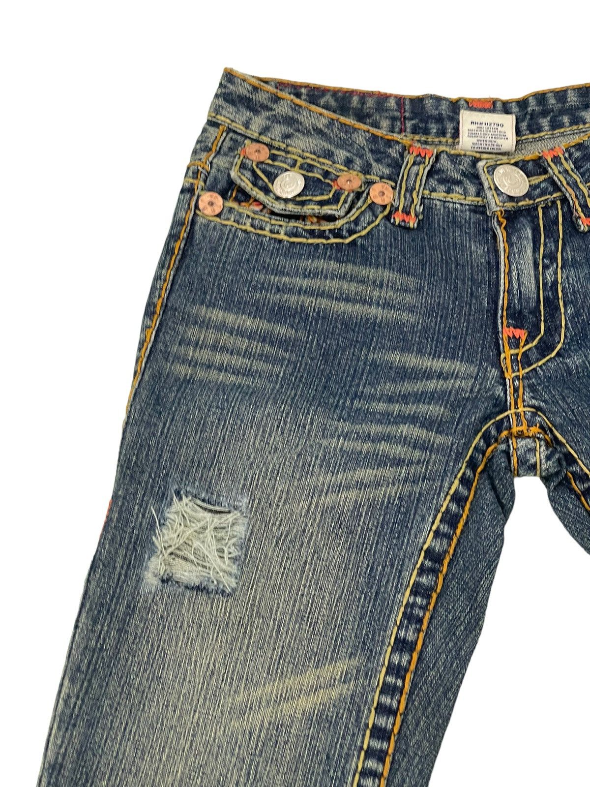 Japanese Brand Flare Jeans True Religion USA Distress Denim Boot Cut 5🟦2 Size US 27 - 8 Thumbnail