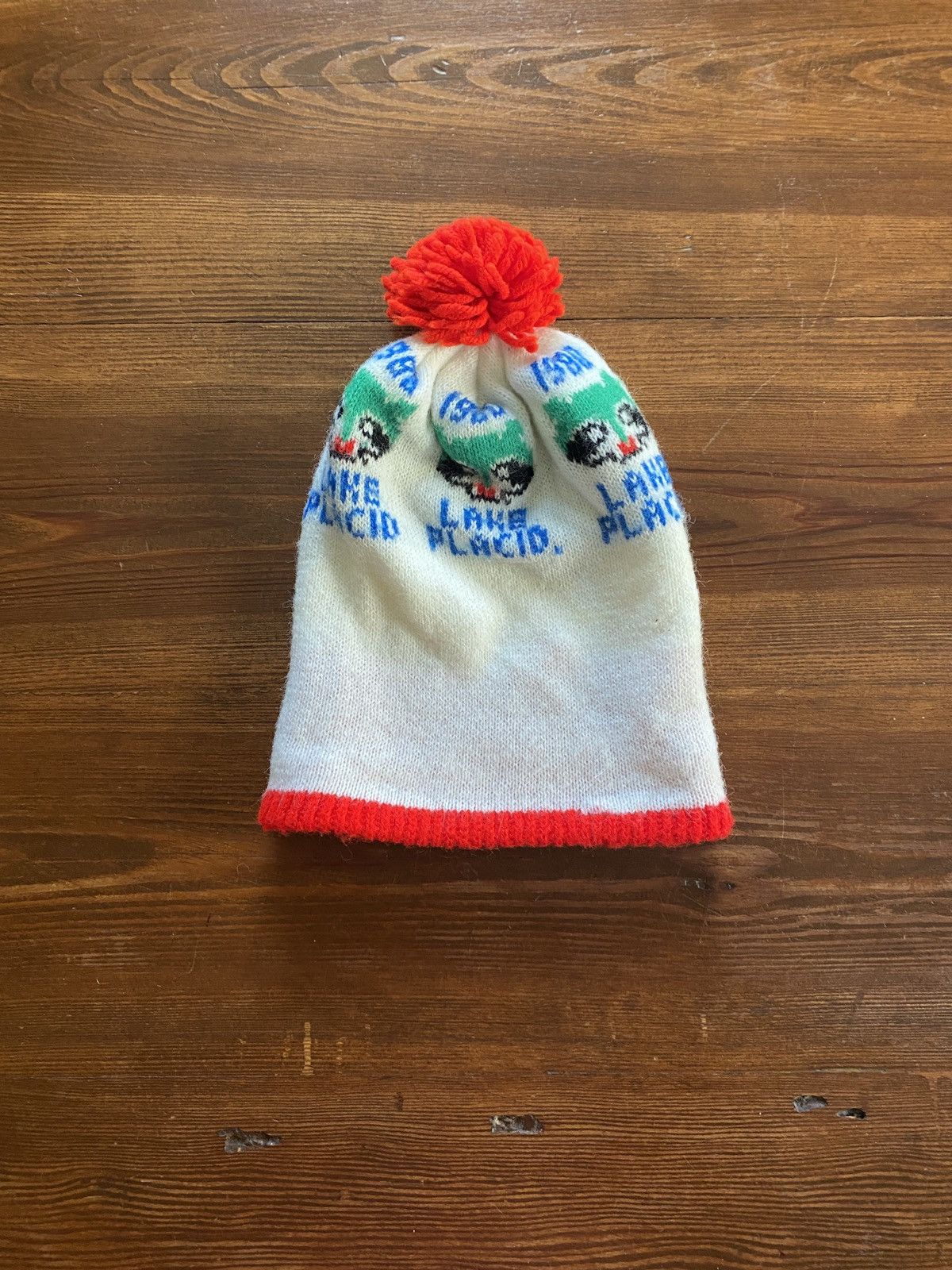 USA Olympics Vintage 1980 Lake Placid Raccoon Olympics Knit Pom Beanie Size ONE SIZE - 4 Thumbnail