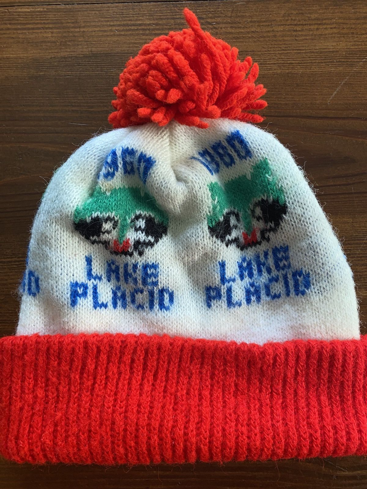 USA Olympics Vintage 1980 Lake Placid Raccoon Olympics Knit Pom Beanie Size ONE SIZE - 2 Thumbnail