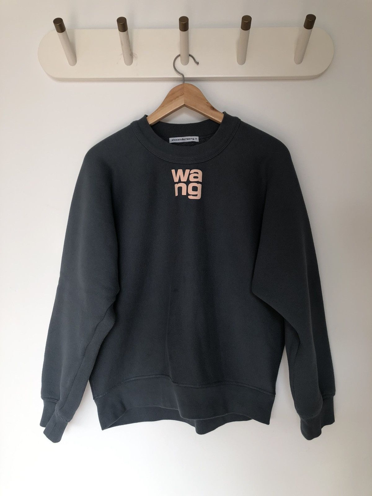Alexander Wang Alexander wang fleece logo sweatshirt in gray wash Size US S / EU 44-46 / 1 - 1 Thumbnail