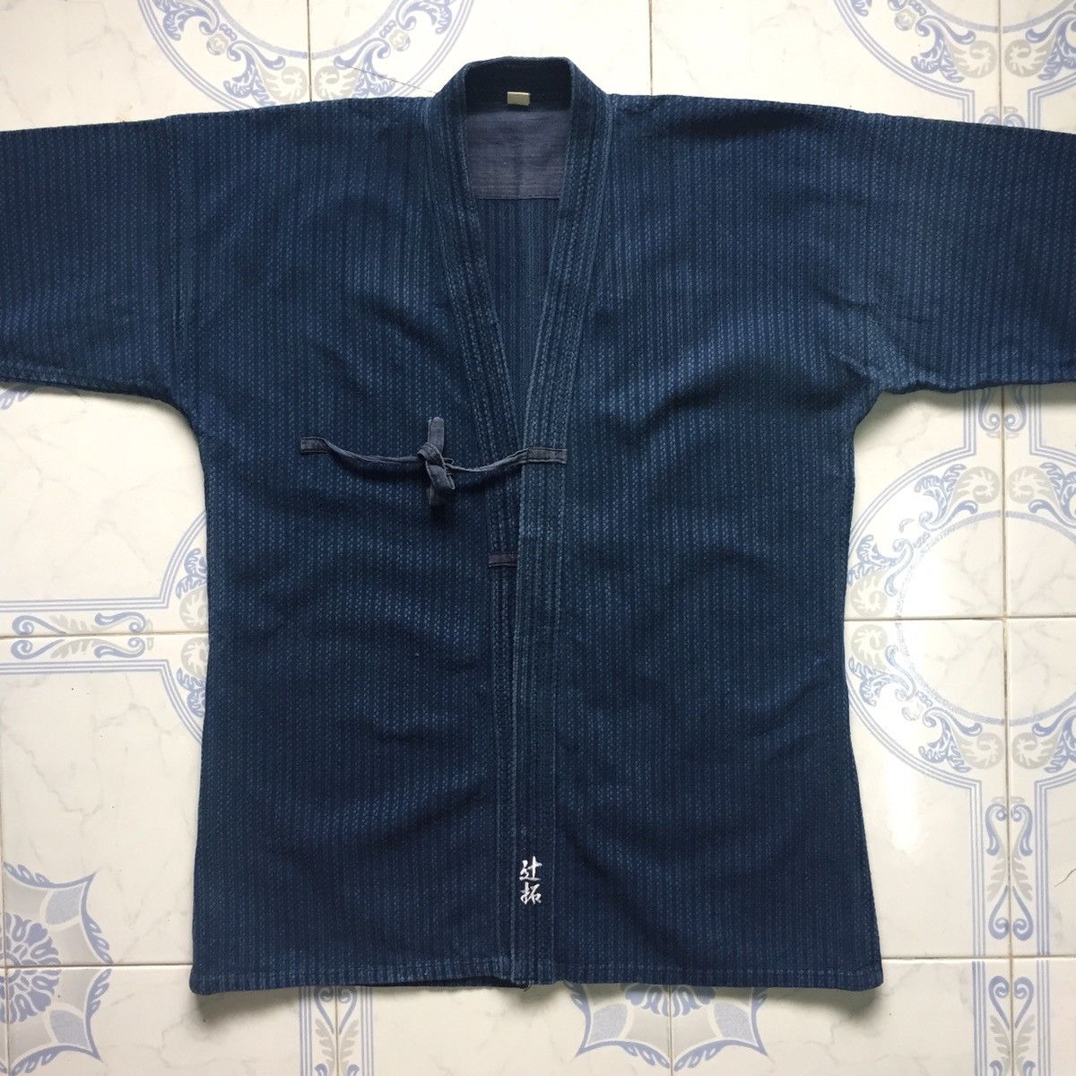 image of Blue Indigo Noragi Japanese Kimono Streetwear Made In Japan, Men's (Size Large)