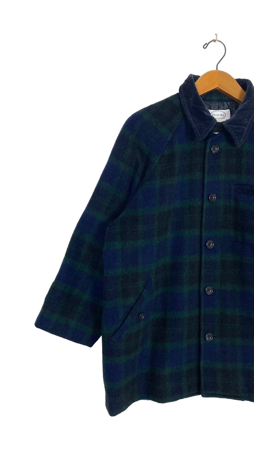 Japanese Brand Rare‼️ Vtg Checkout Wool Tartan Jacket Corduroy Neck Japan Size US L / EU 52-54 / 3 - 2 Thumbnail
