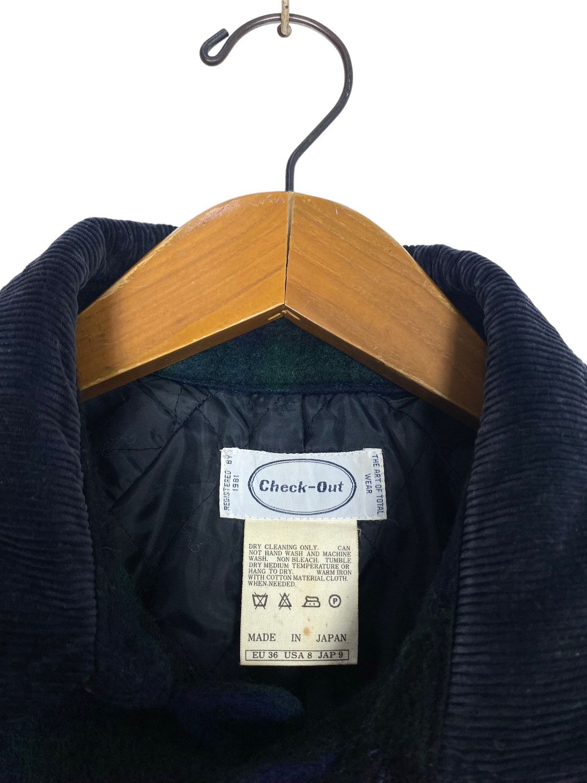 Japanese Brand Rare‼️ Vtg Checkout Wool Tartan Jacket Corduroy Neck Japan Size US L / EU 52-54 / 3 - 5 Thumbnail